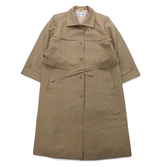 BLUE FLAG (SANYO) Stand Collar Trench Coat, Size L, Beige, Polyester, Belted, Made in Japan