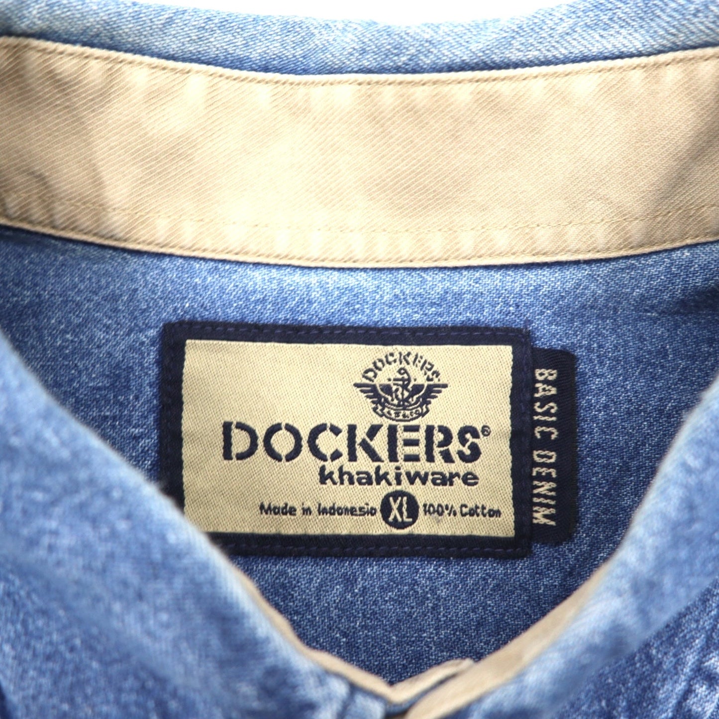 DOCKERS (Levi's) 90s Denim Button-Down Shirt, XL, Indigo, Blue, Khakiware, Basic Denim