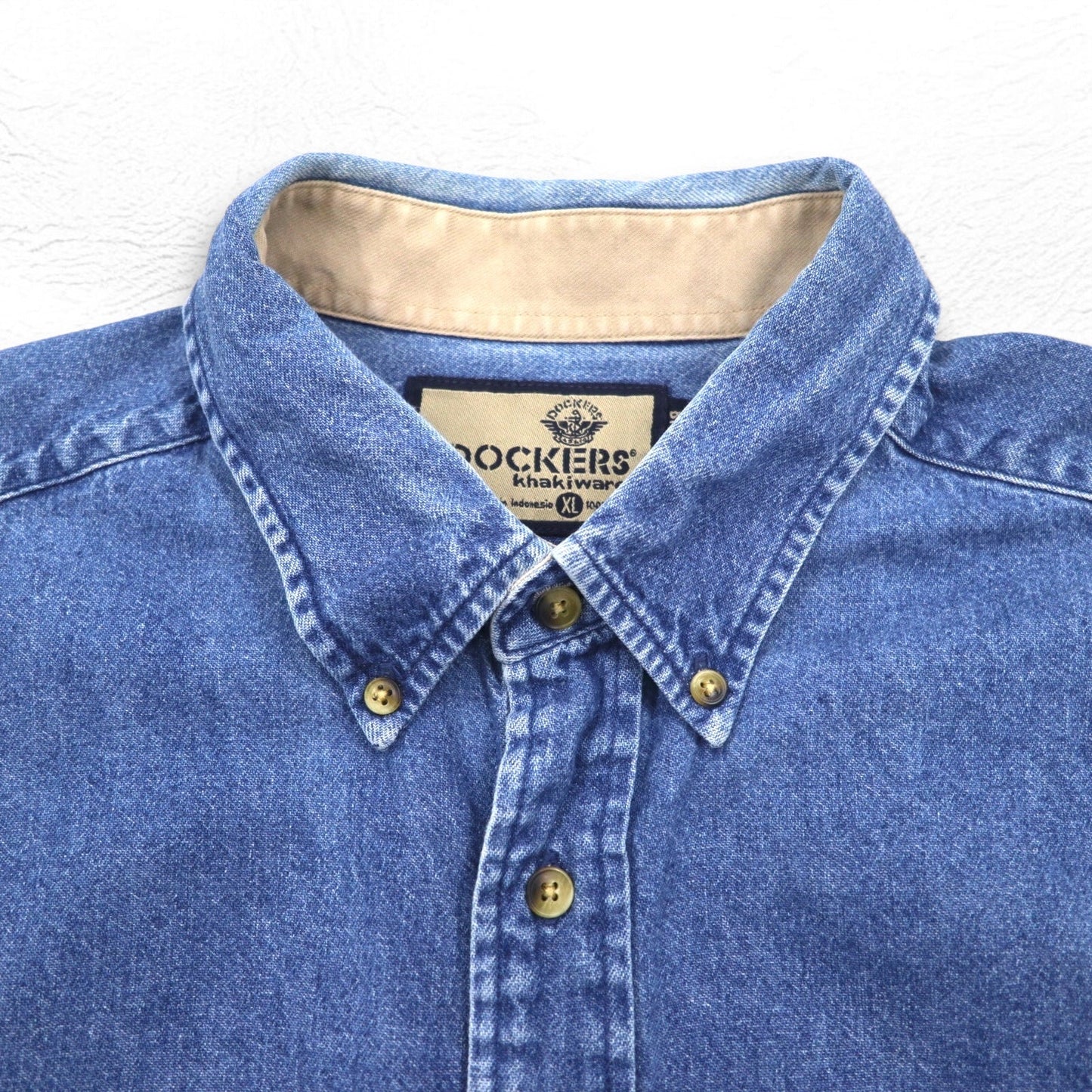 DOCKERS (Levi's) 90s Denim Button-Down Shirt, XL, Indigo, Blue, Khakiware, Basic Denim