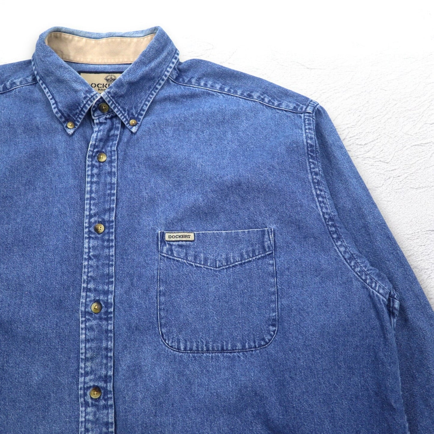 DOCKERS (Levi's) 90s Denim Button-Down Shirt, XL, Indigo, Blue, Khakiware, Basic Denim