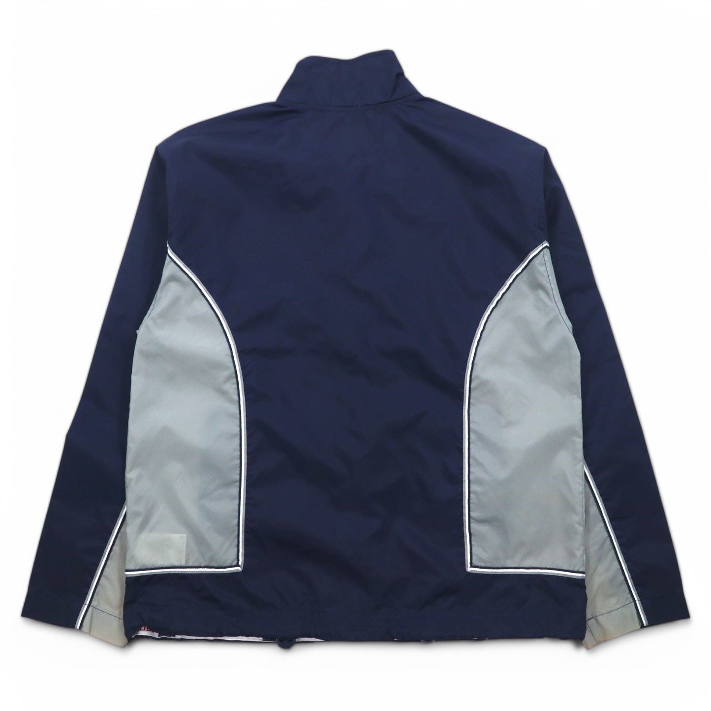 TOMMY HILFIGER 90s Stand Collar Nylon Jacket, Size M, Navy and Gray with Reflective Stripes