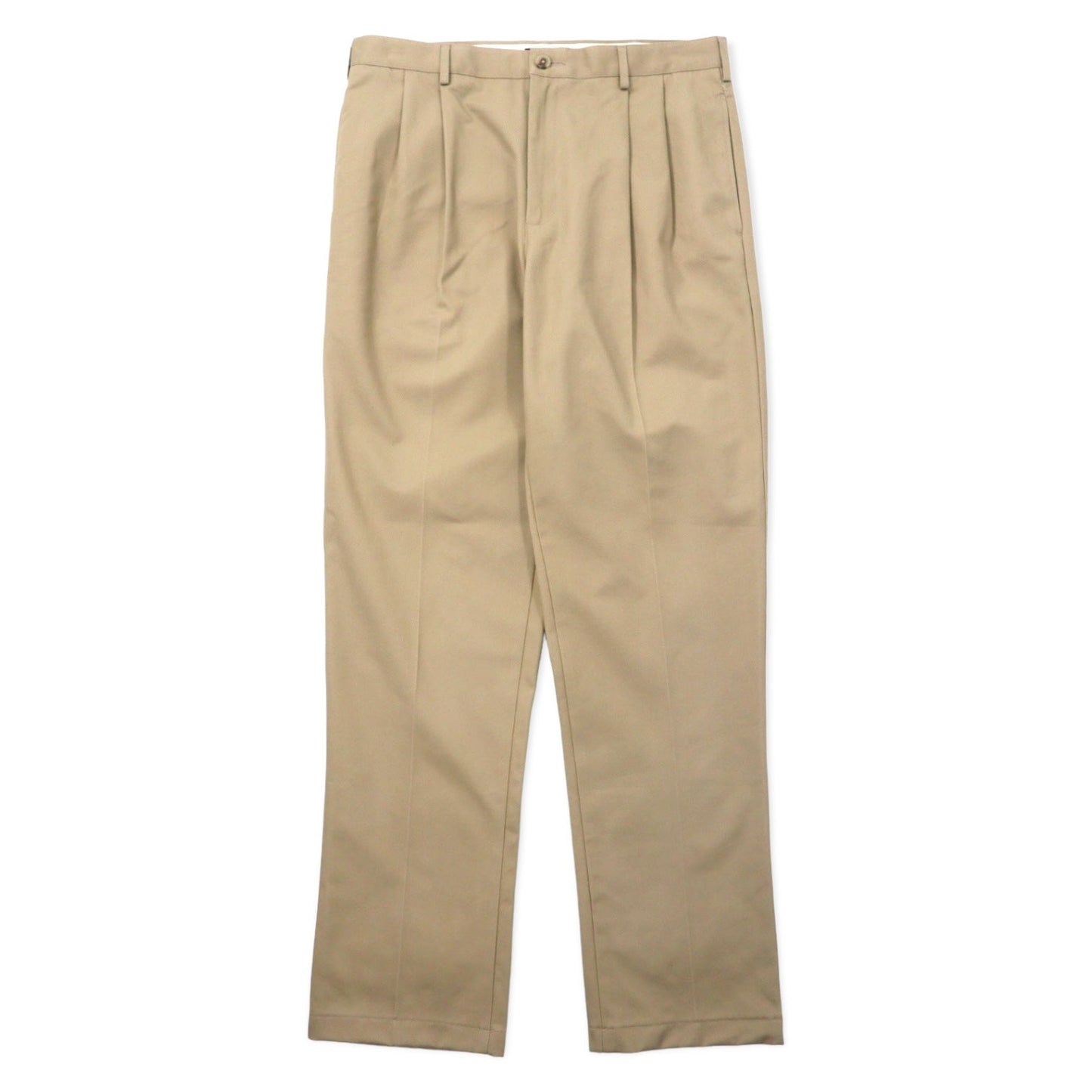 LANDS' END 2-Puck Chino Slacks, Size 34, Beige, Cotton, Traditional Fit, 427855