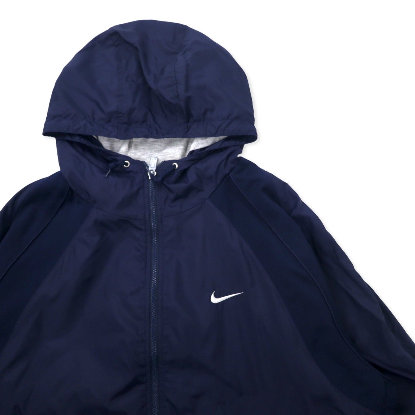 NIKE 90s Shell Parka Nylon Jacket, XL, Navy, Swoosh Logo Embroidered, Silver Tag, Oversized
