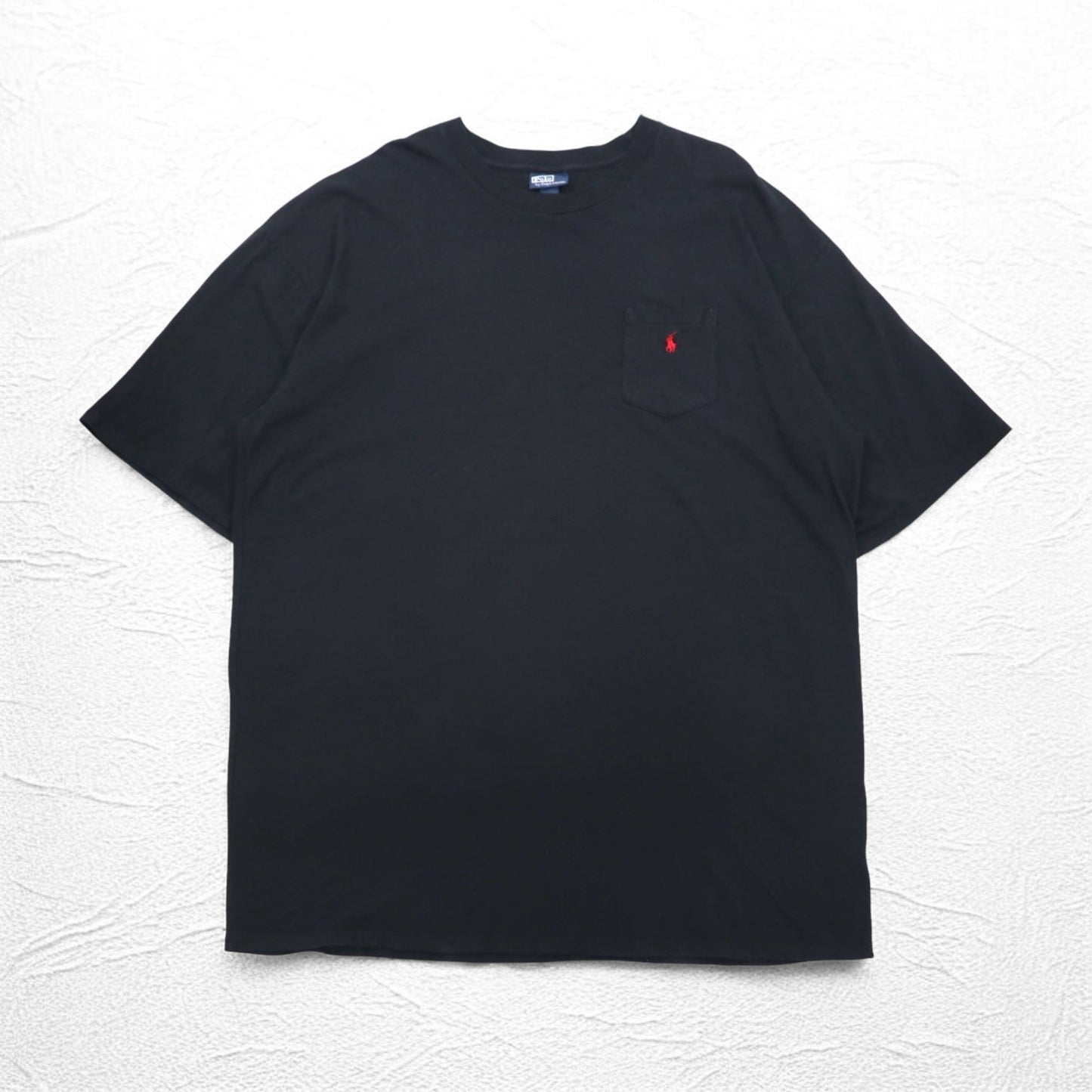 Polo by Ralph Lauren 90s Pocket T-Shirt, Size 3XL, Tall, Black, Small Pony Embroidery, Made in Honduras