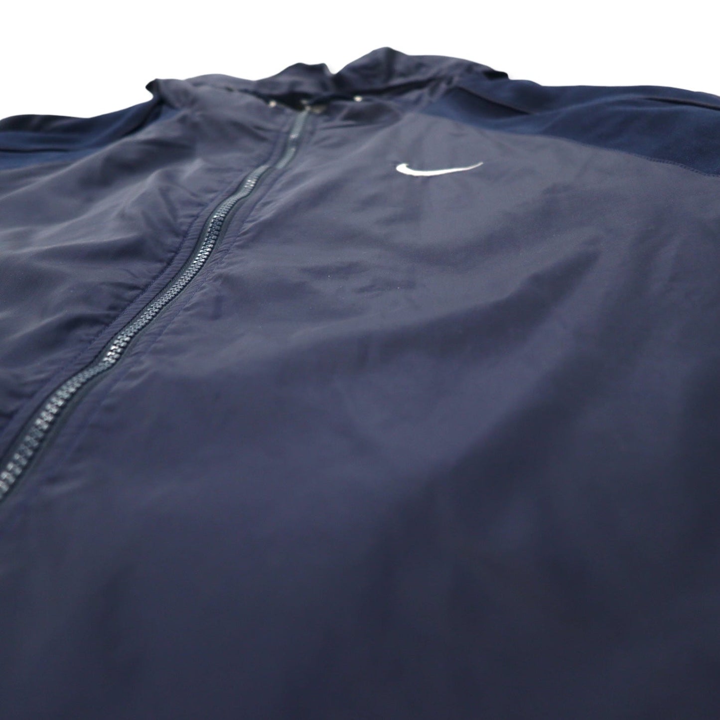 NIKE 90s Shell Parka Nylon Jacket, XL, Navy, Swoosh Logo Embroidered, Silver Tag, Oversized
