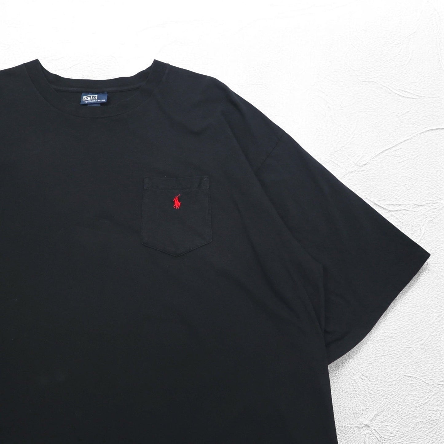 Polo by Ralph Lauren 90s Pocket T-Shirt, Size 3XL, Tall, Black, Small Pony Embroidery, Made in Honduras