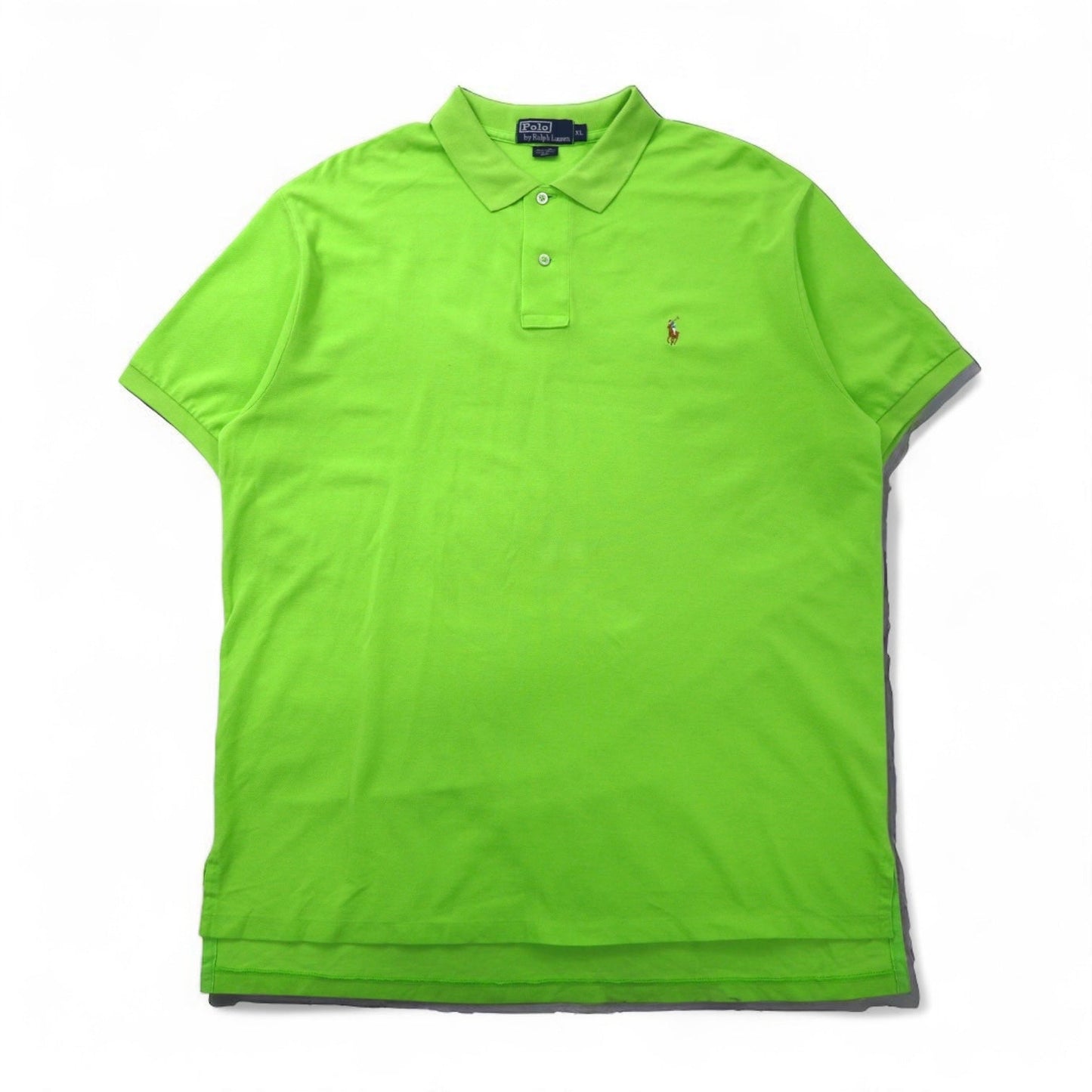 Polo by Ralph Lauren 90年代 ポロシャツ XL グリーン コットン 鹿の子 スモールポニー刺繍 ペルー製