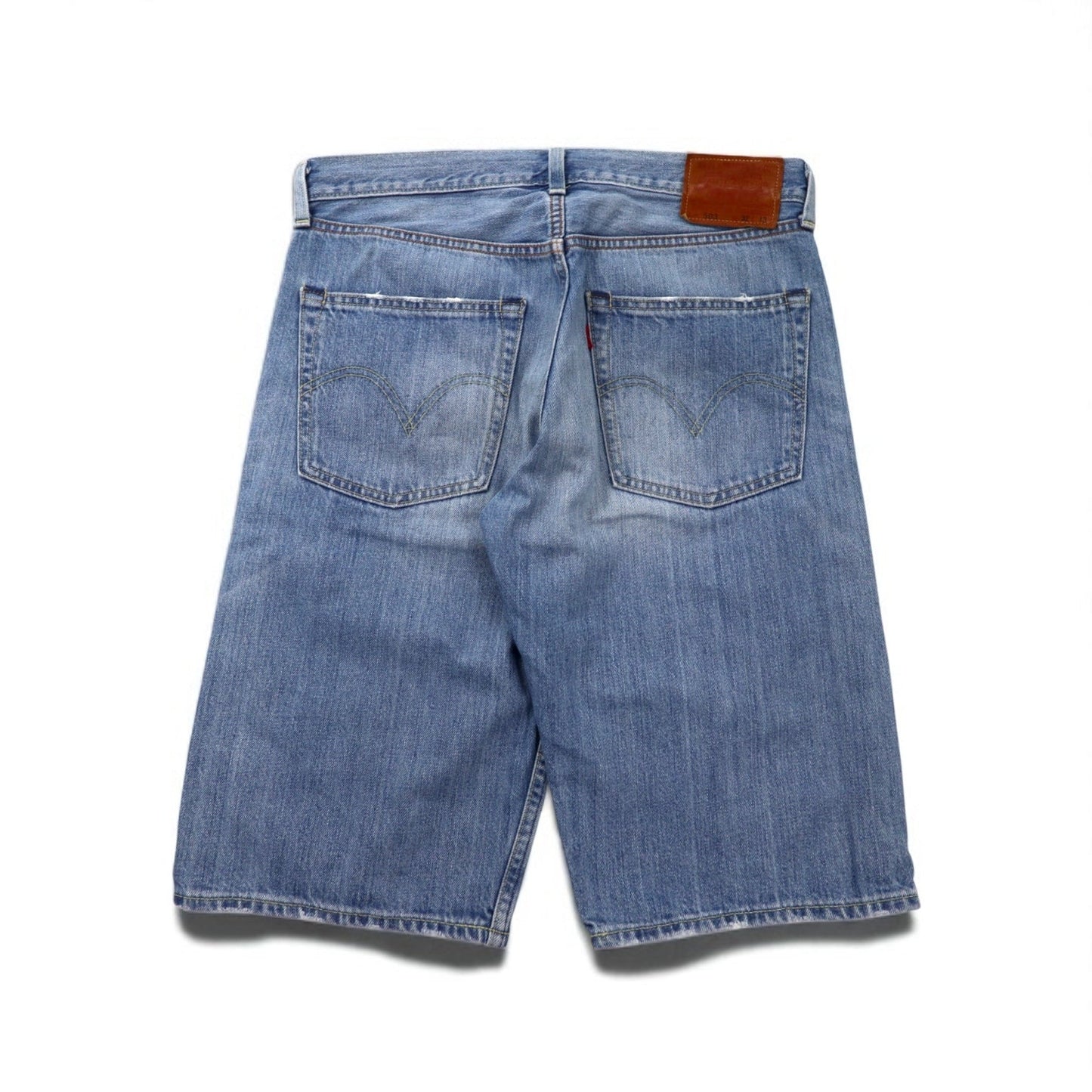 Levi's 503 Short Denim Pants, Size M, Indigo Blue with Leather Patch and Zipper Fly, 503-0035