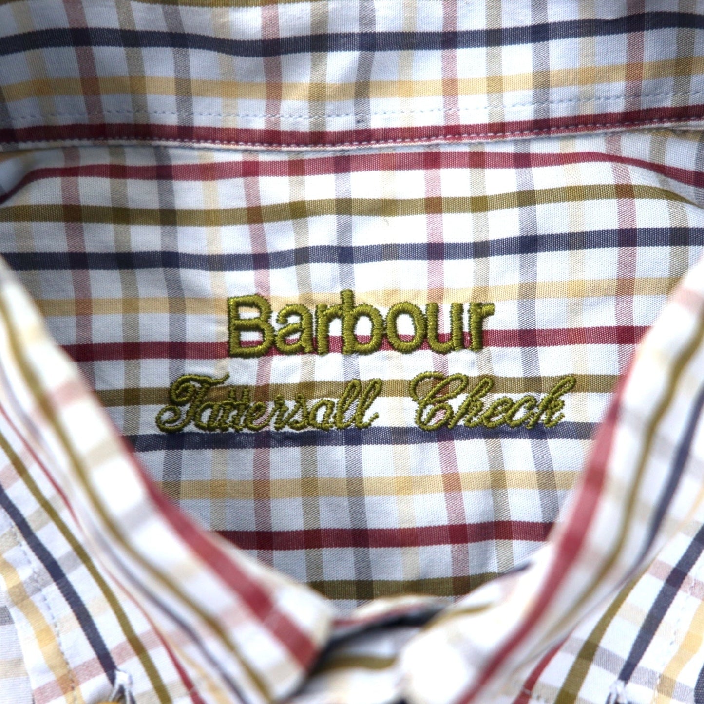 Barbour short-sleeved button-down shirt, size L, blue check, cotton, made in Portugal