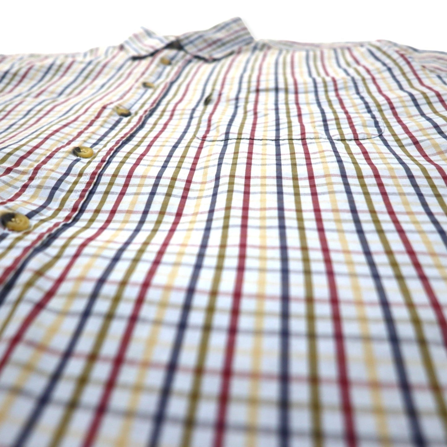 Barbour short-sleeved button-down shirt, size L, blue check, cotton, made in Portugal