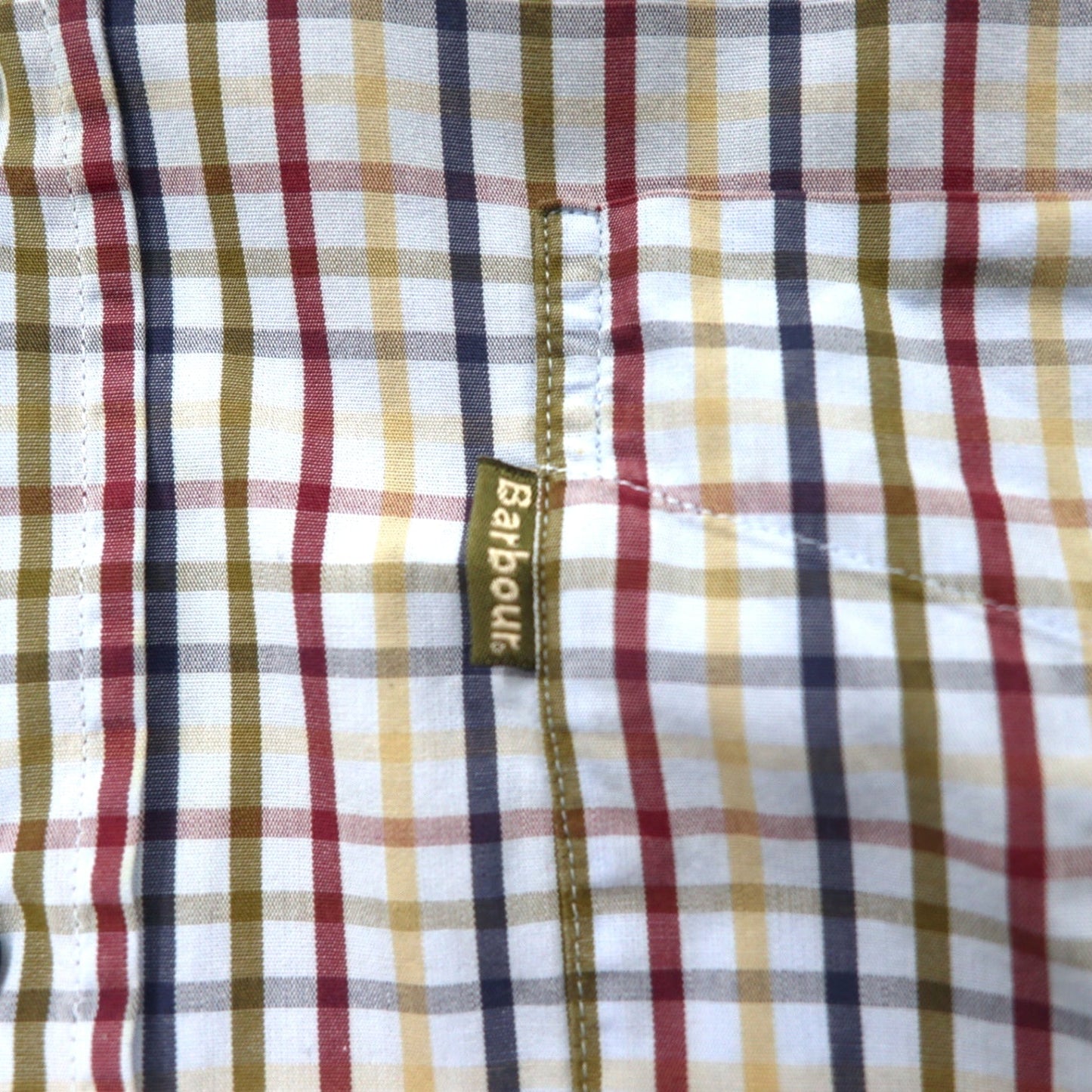 Barbour short-sleeved button-down shirt, size L, blue check, cotton, made in Portugal