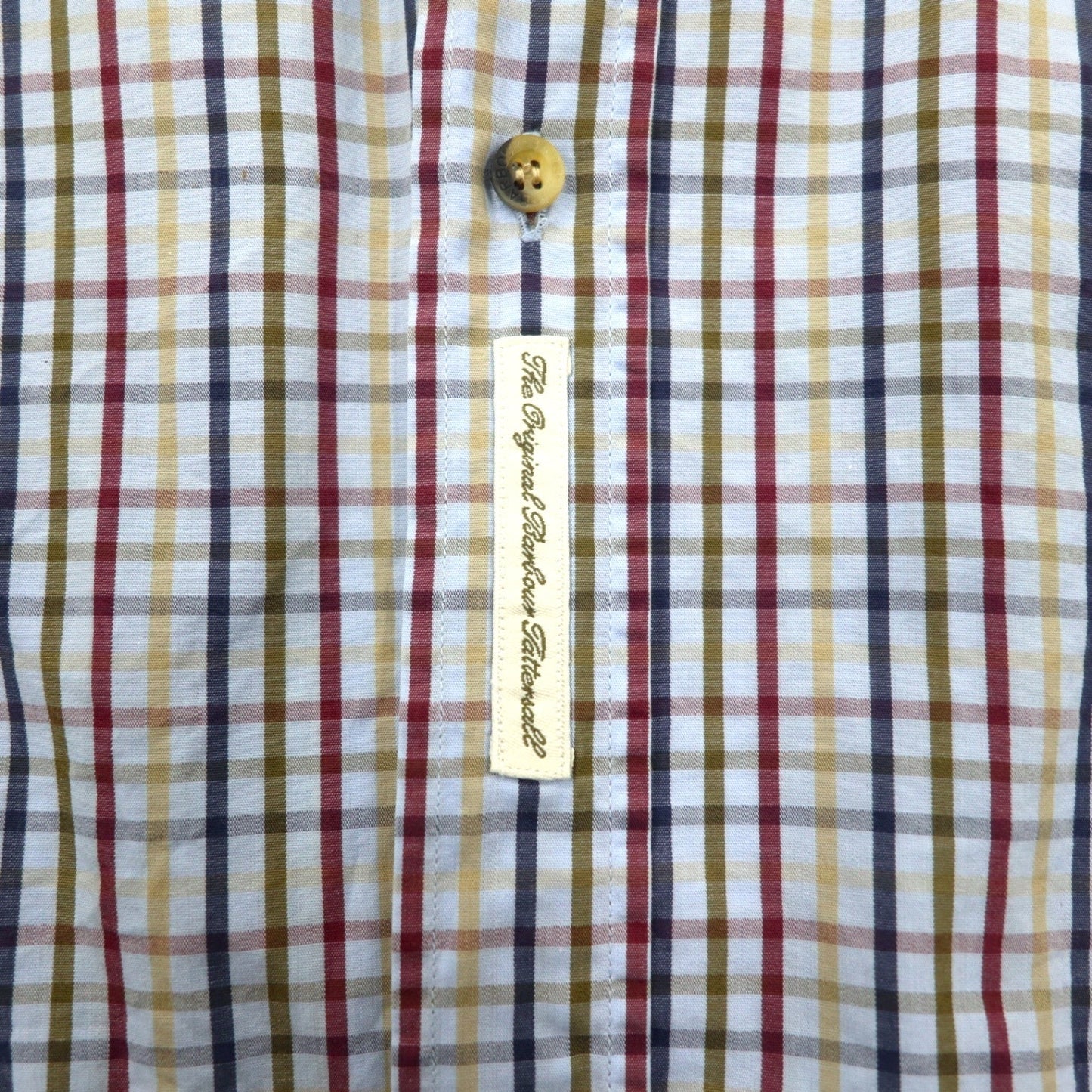 Barbour short-sleeved button-down shirt, size L, blue check, cotton, made in Portugal