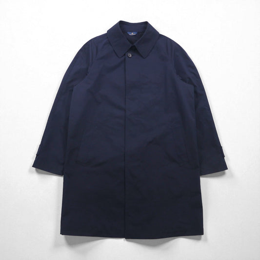 Brooks Brothers バルマカーン ステンカラーコート L ネイビー 比翼 チンストラップ