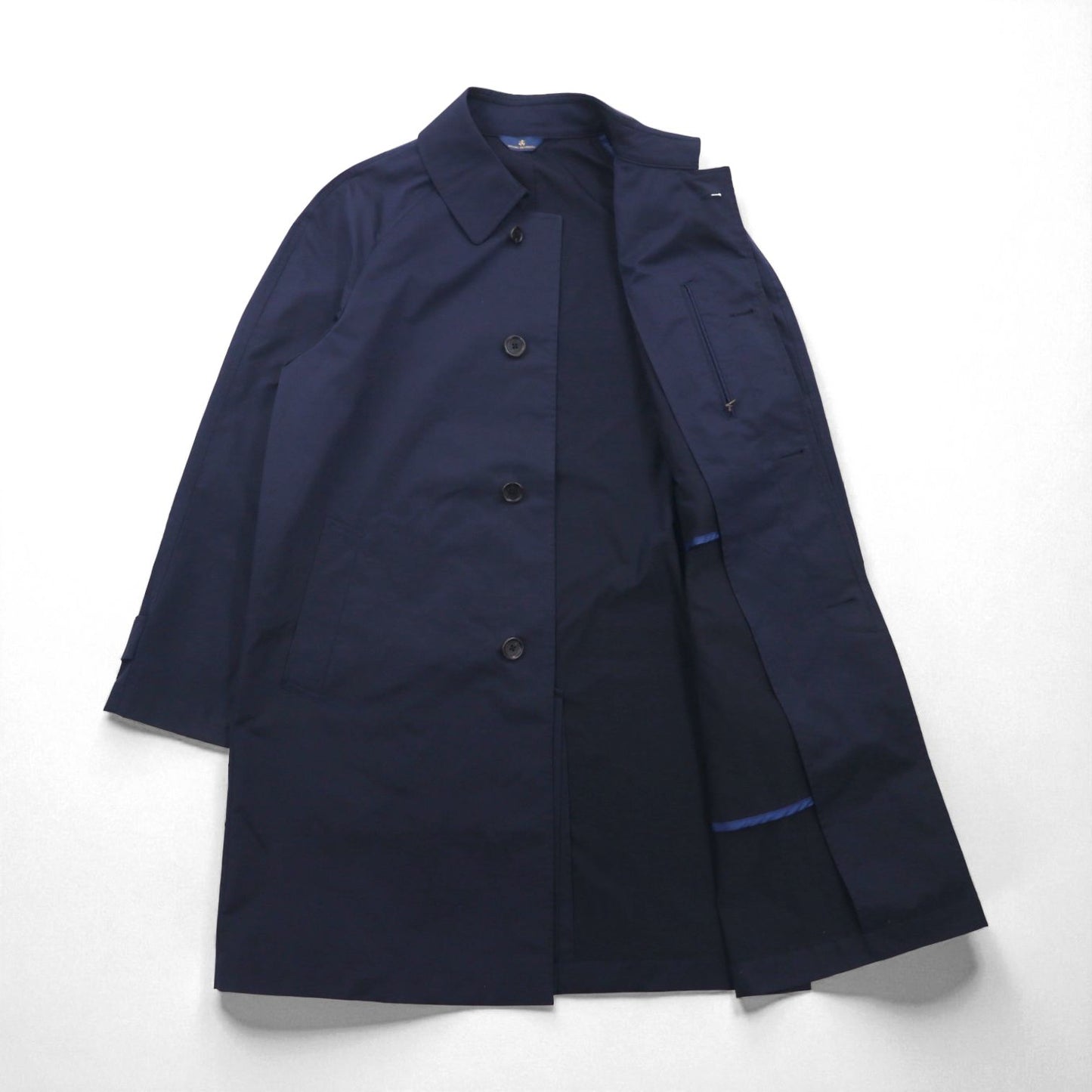Brooks Brothers バルマカーン ステンカラーコート L ネイビー 比翼 チンストラップ