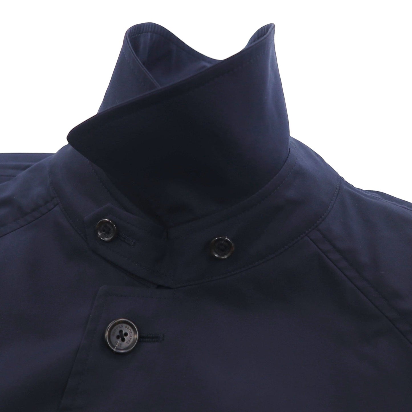 Brooks Brothers バルマカーン ステンカラーコート L ネイビー 比翼 チンストラップ