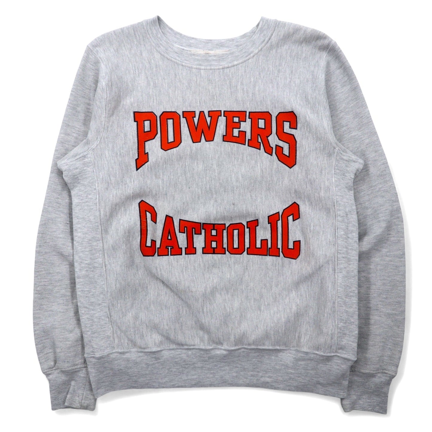 Made in the USA 90s Gem Sportswear Reverse Weave Sweatshirt, Size L, Gray Cotton, Powers Catholic Print