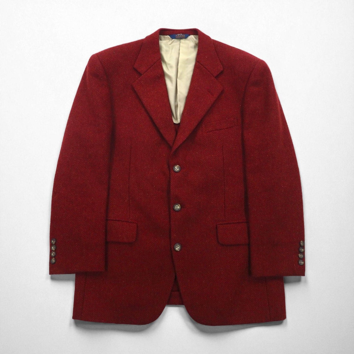 CHAPS RALPH LAUREN 90年代 日本製 ツイード 3B テーラードジャケット M ボルドー ウール アルパカ混