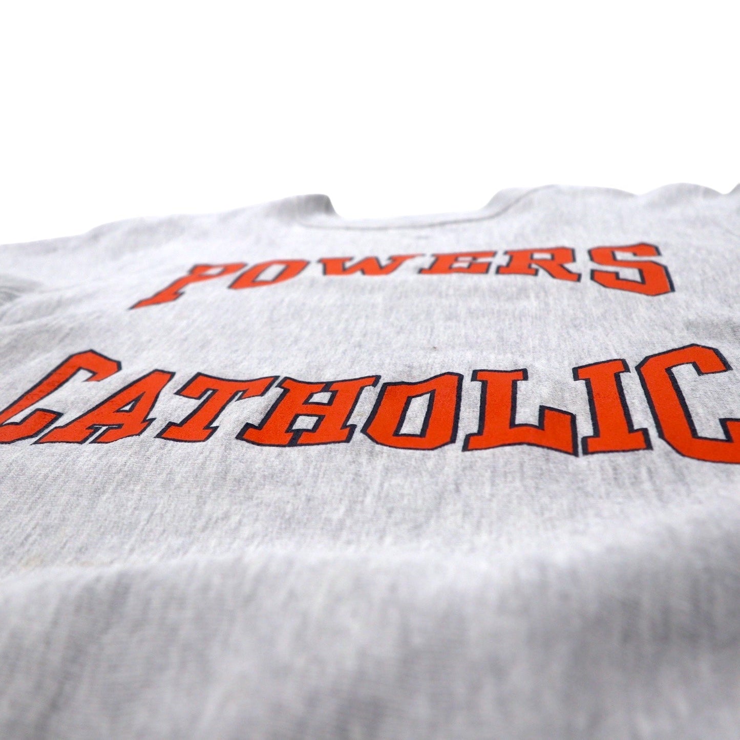 Made in the USA 90s Gem Sportswear Reverse Weave Sweatshirt, Size L, Gray Cotton, Powers Catholic Print