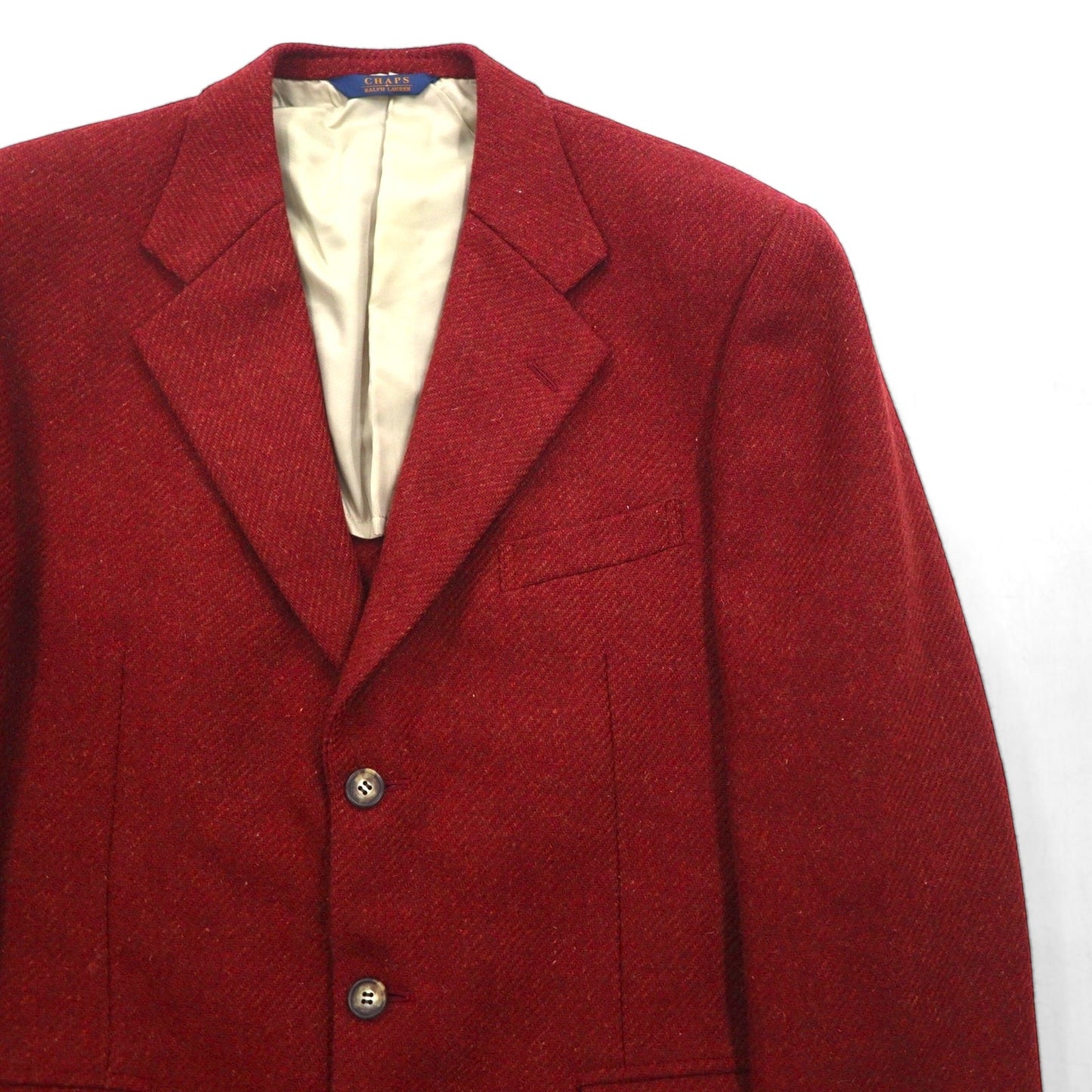 CHAPS RALPH LAUREN 90年代 日本製 ツイード 3B テーラードジャケット M ボルドー ウール アルパカ混