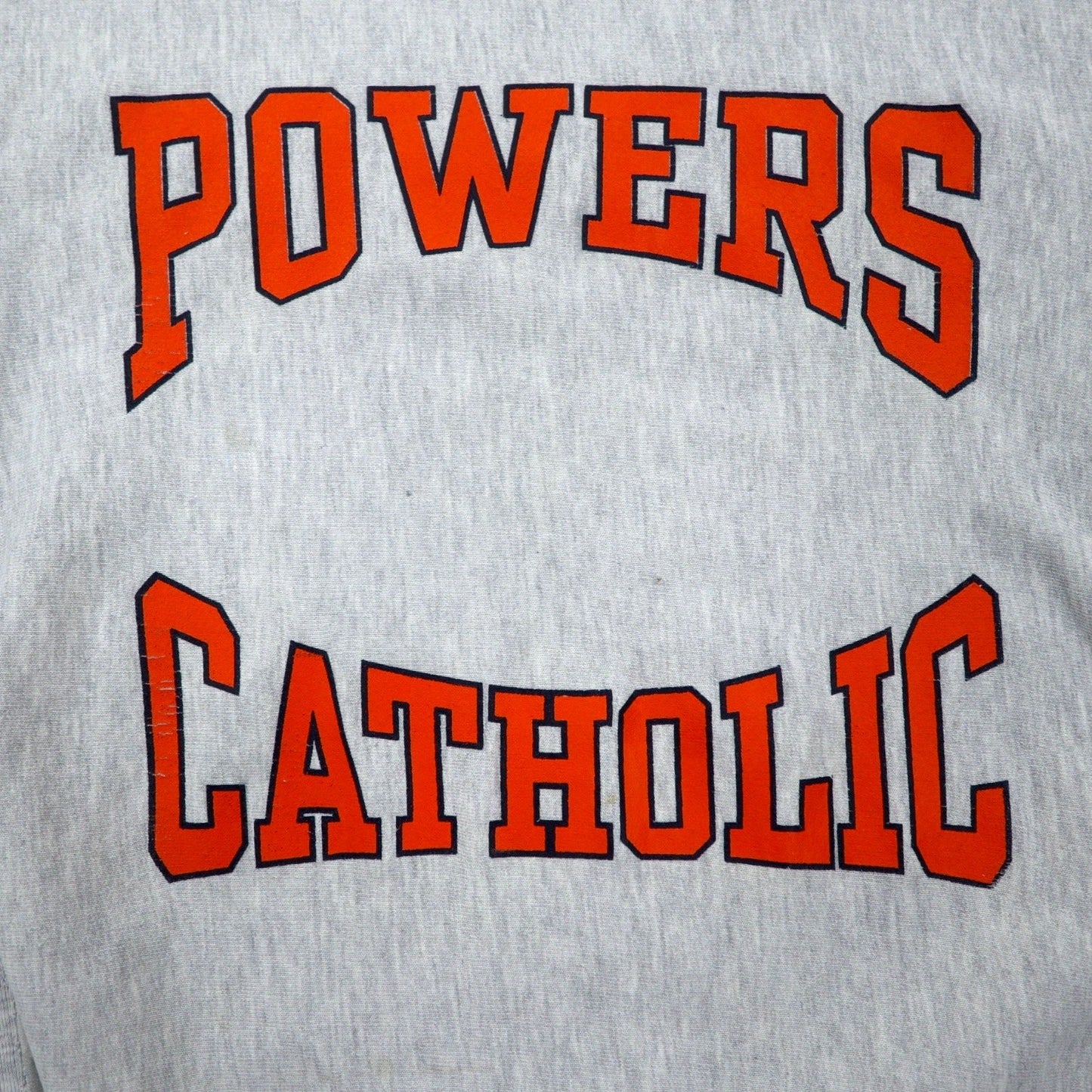 Made in the USA 90s Gem Sportswear Reverse Weave Sweatshirt, Size L, Gray Cotton, Powers Catholic Print