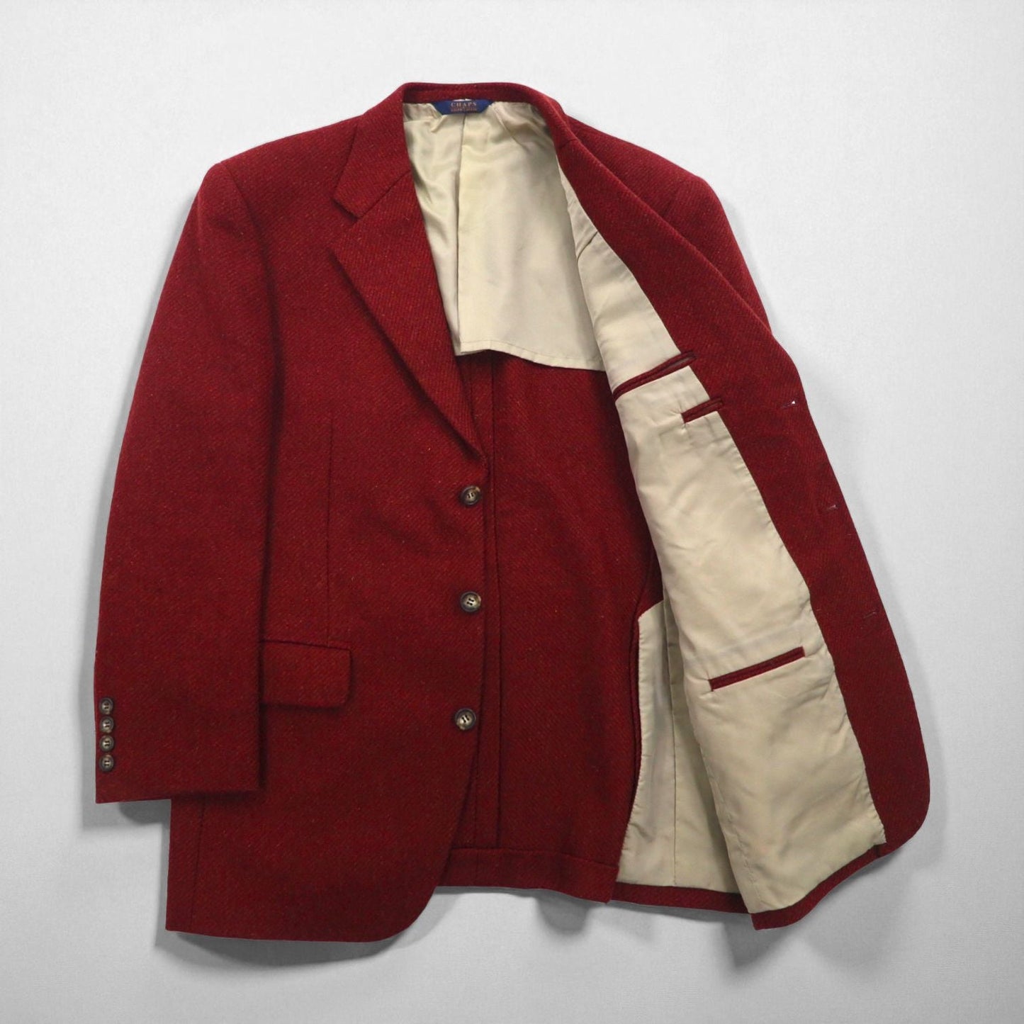 CHAPS RALPH LAUREN 90年代 日本製 ツイード 3B テーラードジャケット M ボルドー ウール アルパカ混