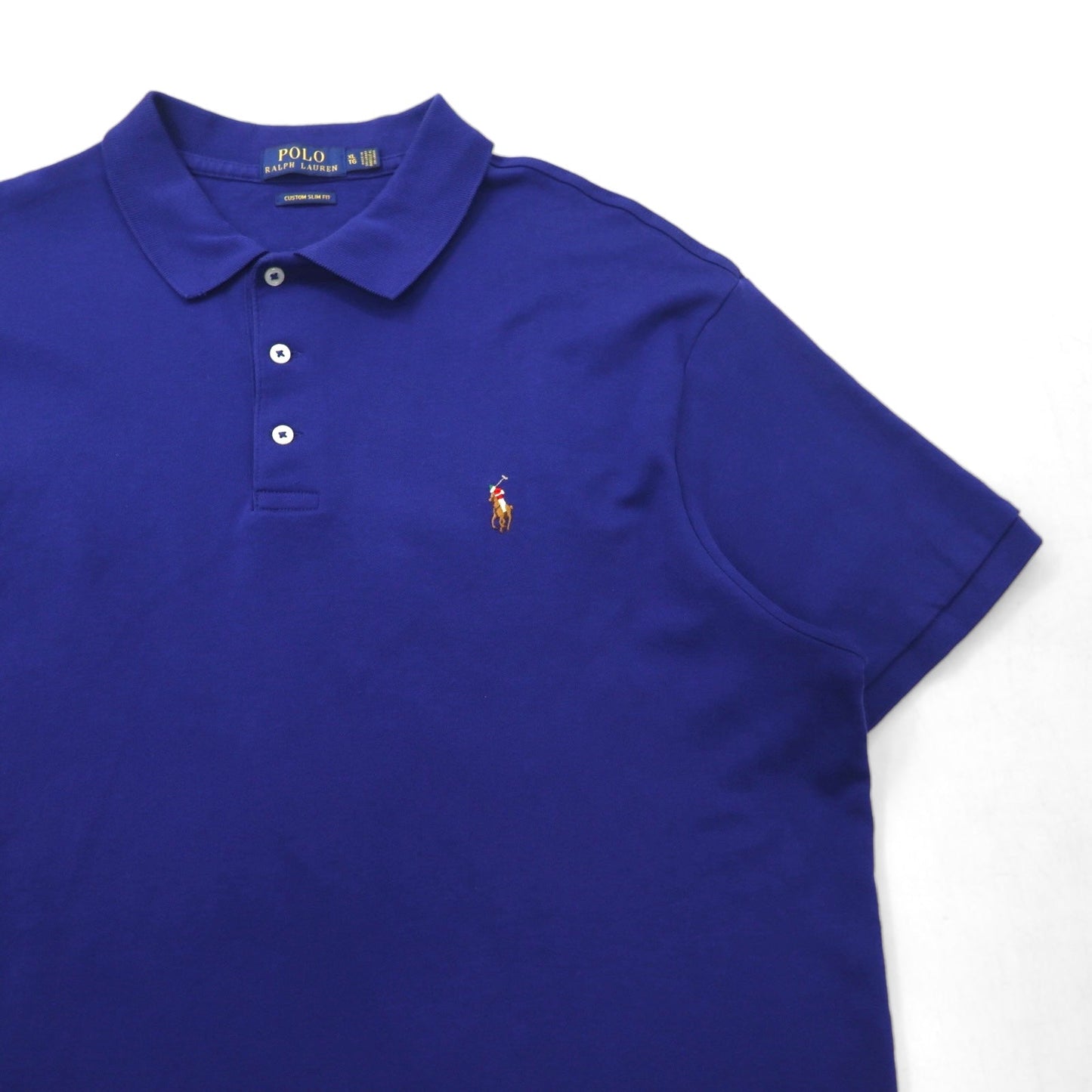 POLO RALPH LAUREN Custom Slim Fit Polo Shirt, XL, Navy Cotton, Small Pony Embroidery