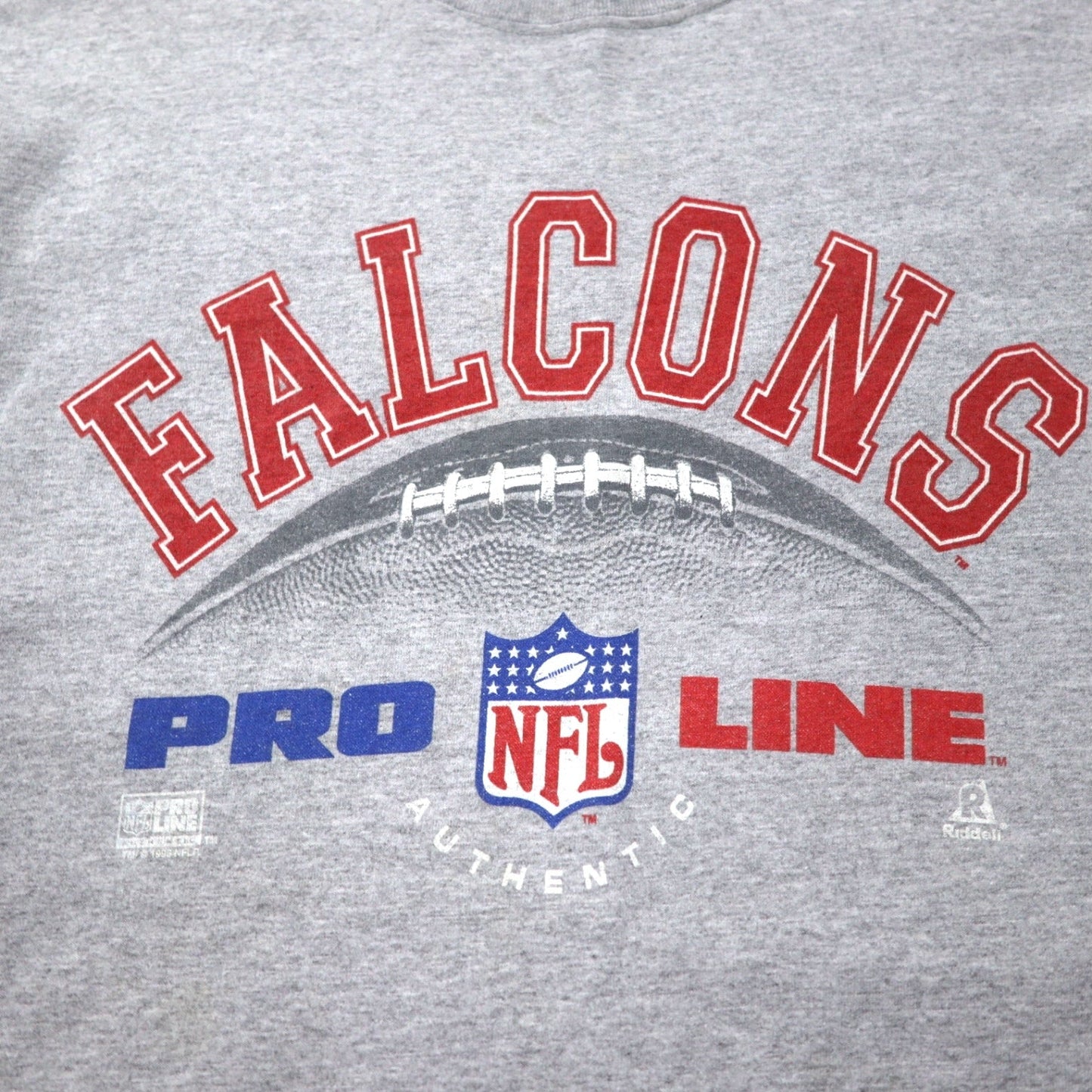 Made in the USA, 1990s Riddell NFL FALCONS Print T-Shirt, Gray Cotton, Large, Oversized