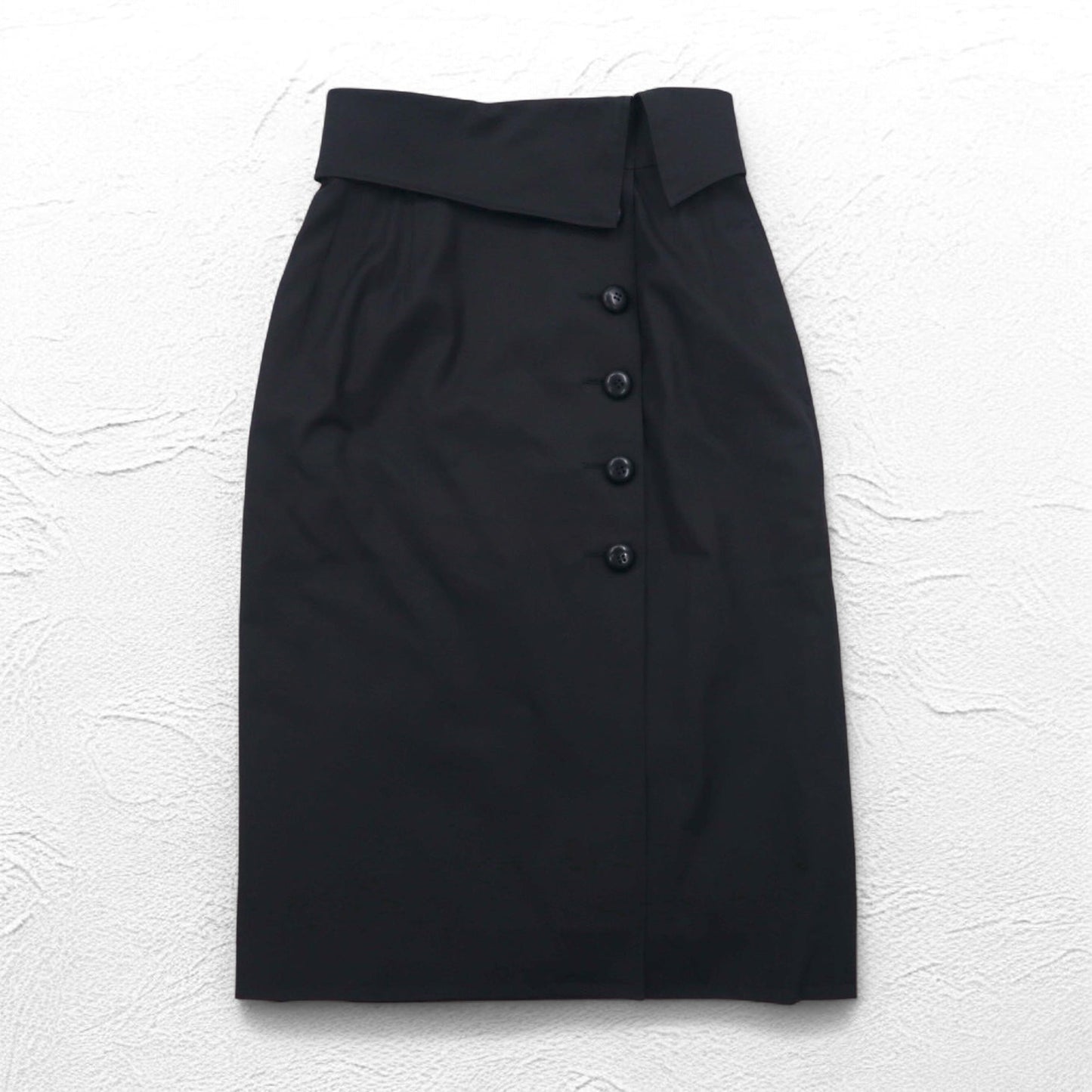 Christian Dior ハイウエスト ラップスカート M ブラック コットン アシンメトリー 252CKP12