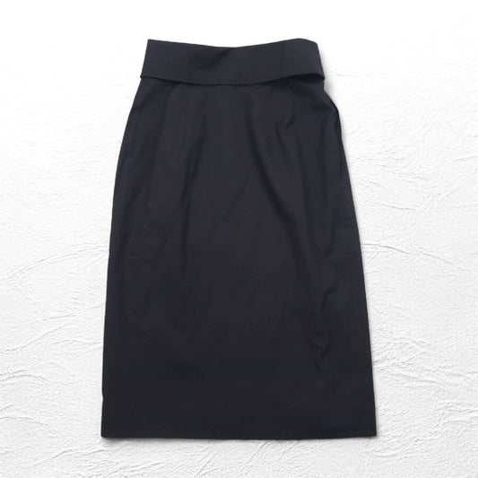 Christian Dior ハイウエスト ラップスカート M ブラック コットン アシンメトリー 252CKP12