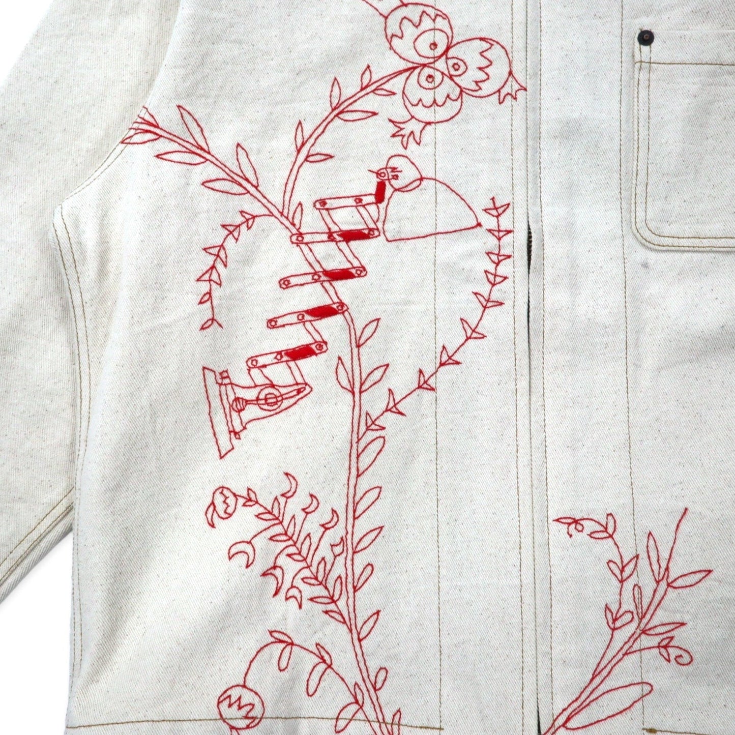 KHOKI スザニ 刺繍 カレッジ ジャケット 2 アイボリー コットン 生成り suzani collage jacket 22aw-jk-01 日本製