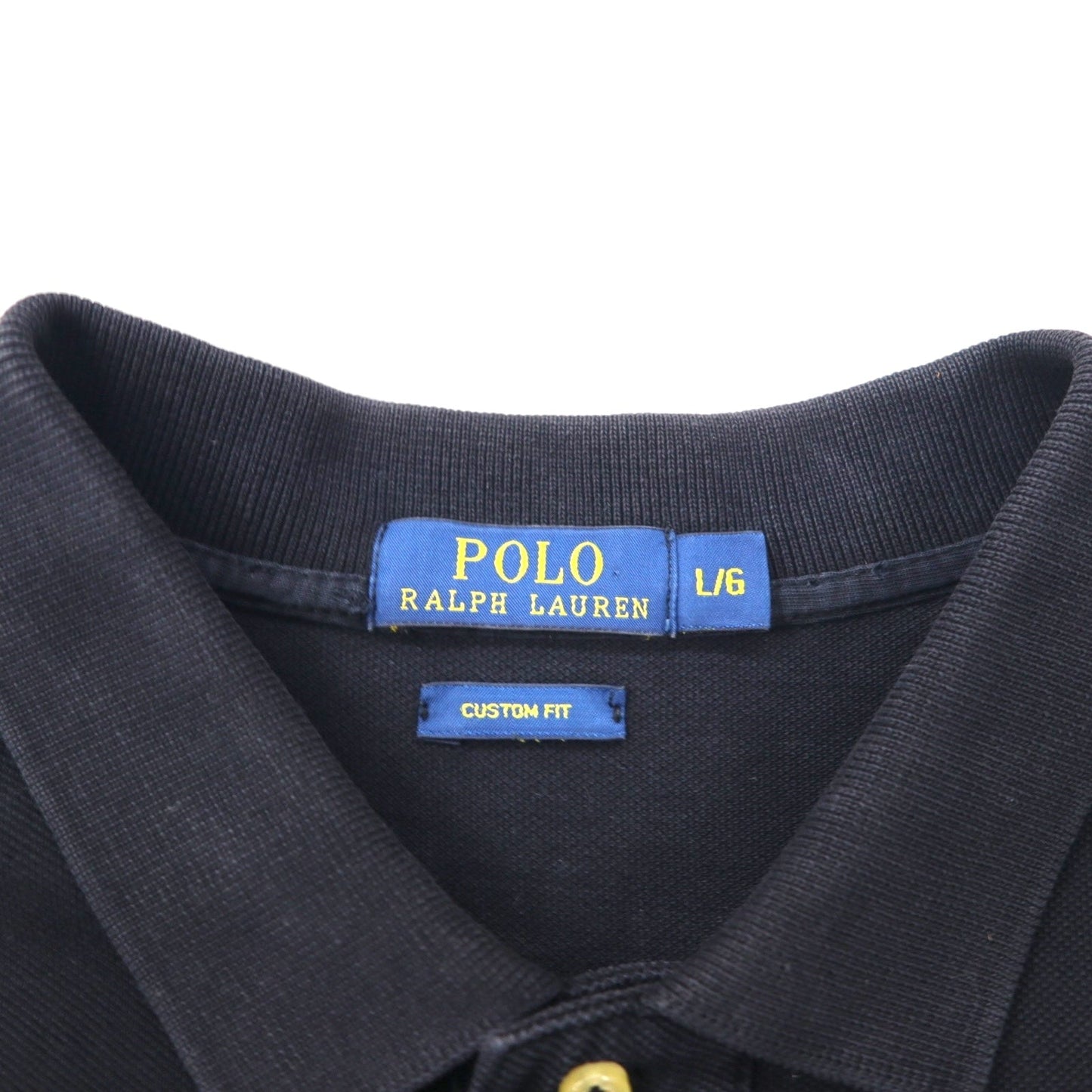 POLO RALPH LAUREN Custom Fit Polo Shirt, Size L, Black Cotton, Pique, Small Pony Embroidery