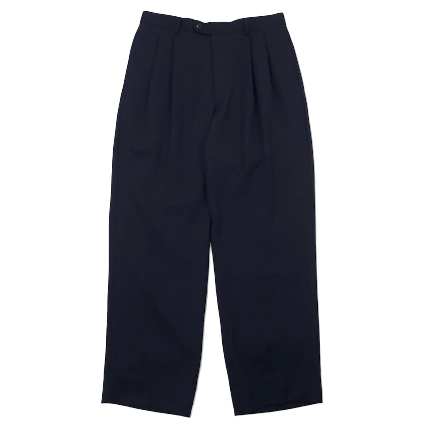 Made in the USA in the 1990s, GOLDEN FIL wide-leg tucked slacks, size 35, navy wool.