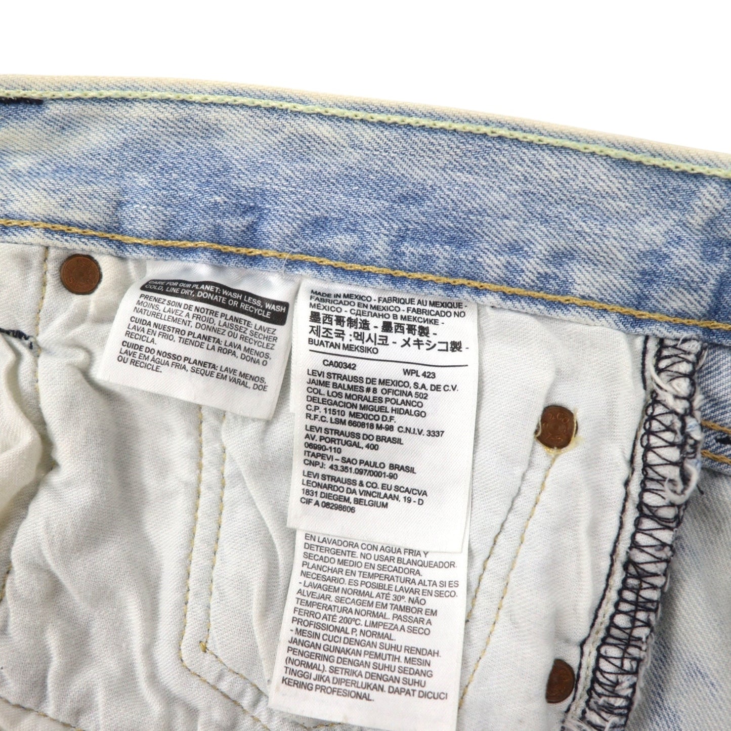 Levi's 501 ケミカルウォッシュ カットオフ ショート デニムパンツ ハーフパンツ L ブルー コットン ボタンフライ
