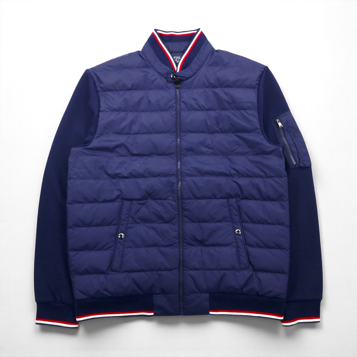 Polo Ralph Lauren パフォーマンス キルティング ダウンジャケット M ネイビー ナイロン切替 リブライン