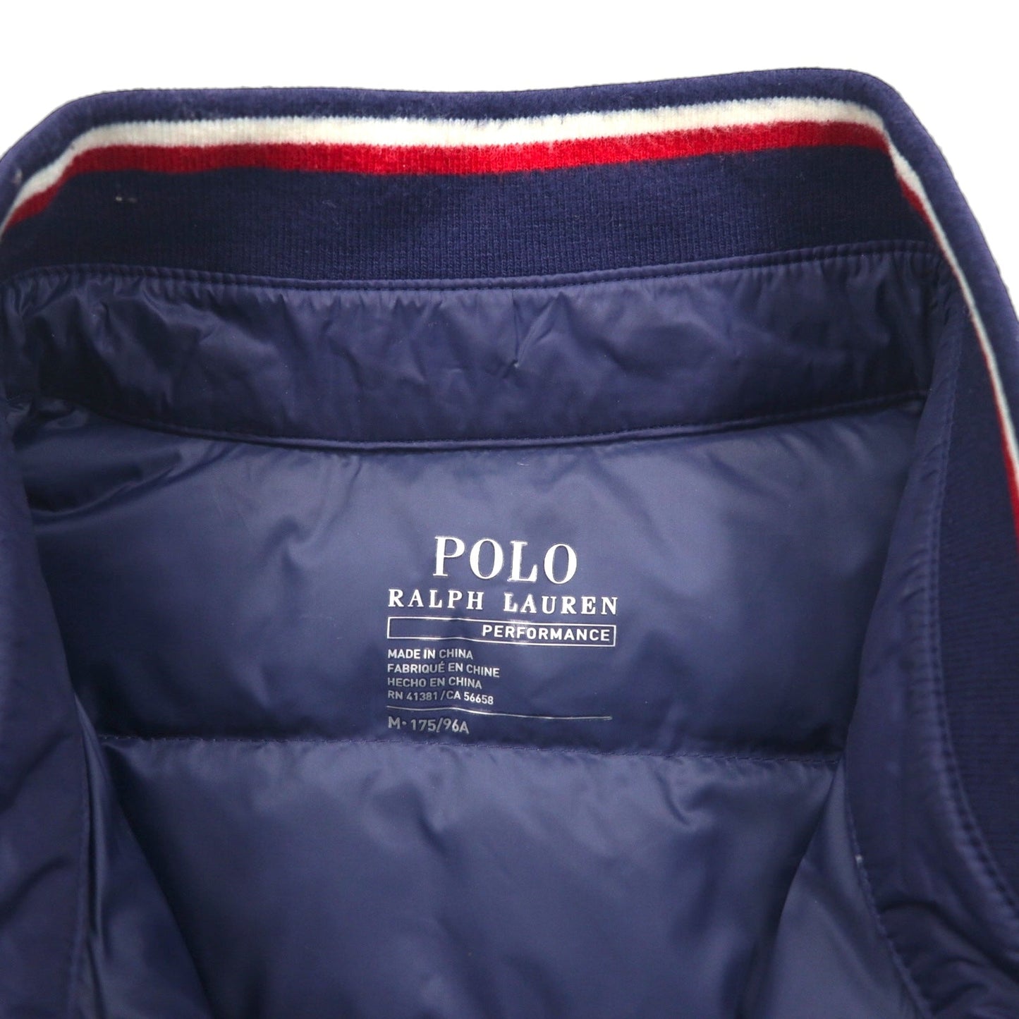 Polo Ralph Lauren パフォーマンス キルティング ダウンジャケット M ネイビー ナイロン切替 リブライン