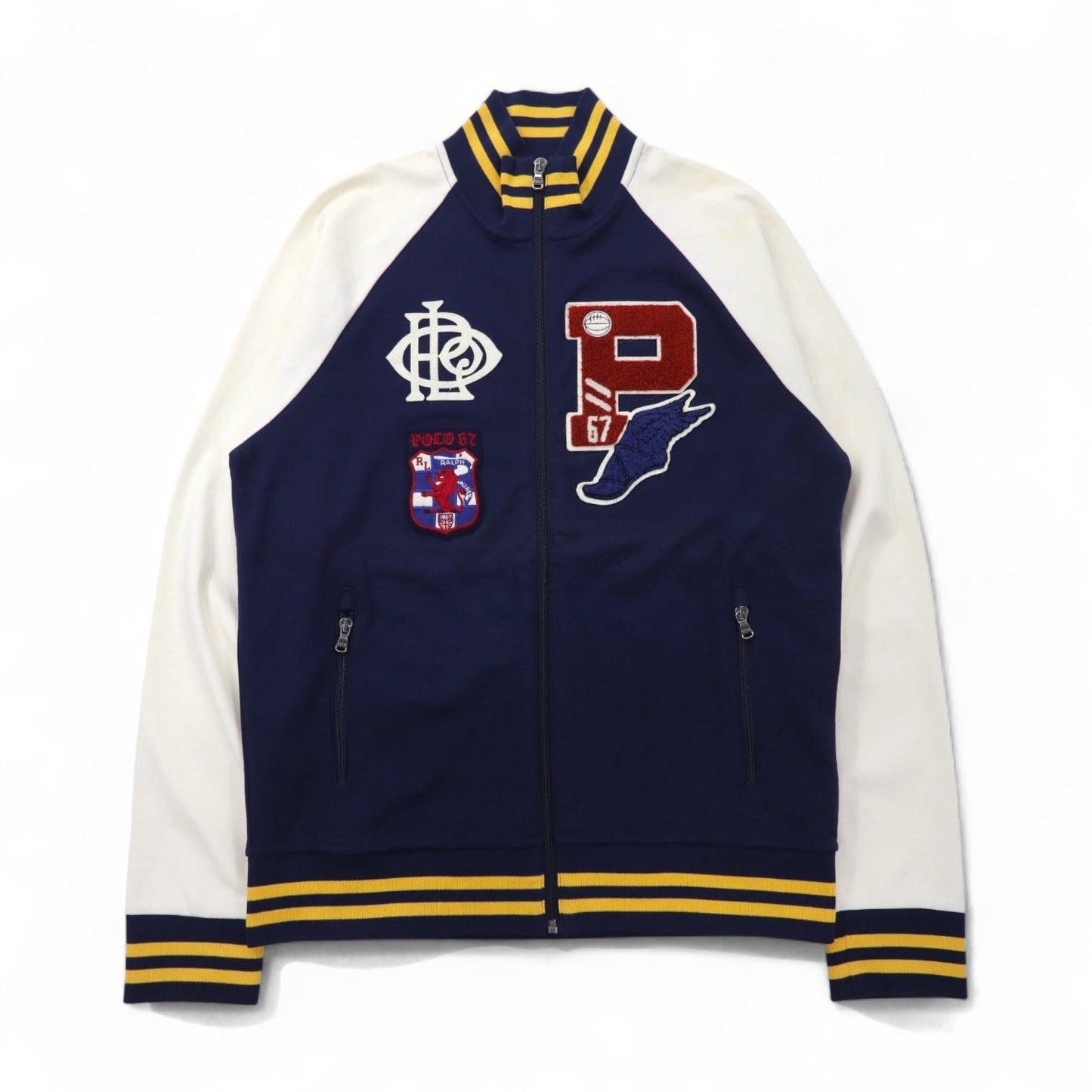 POLO RALPH LAUREN Wingfoot P Patch Track Jacket, Size M, Navy, Cotton