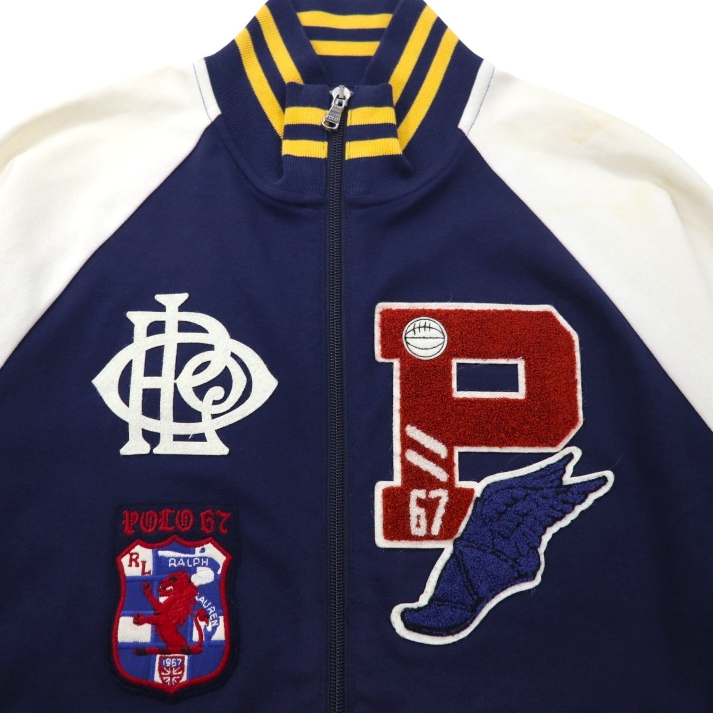 POLO RALPH LAUREN Wingfoot P Patch Track Jacket, Size M, Navy, Cotton