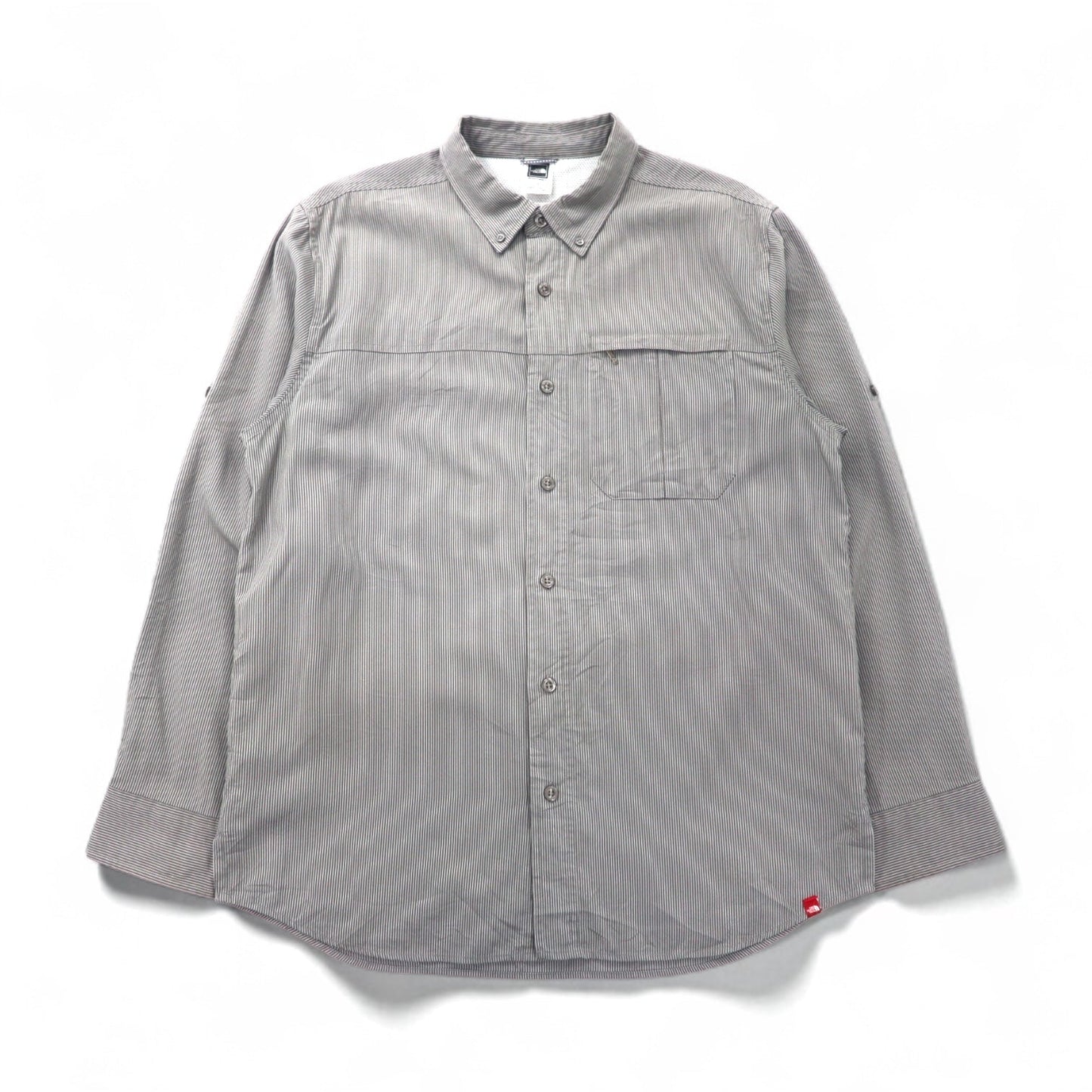 THE NORTH FACE アウトドア メッシュライナー ポリエステルシャツ L グレー モダール  胸ポケット AEVV