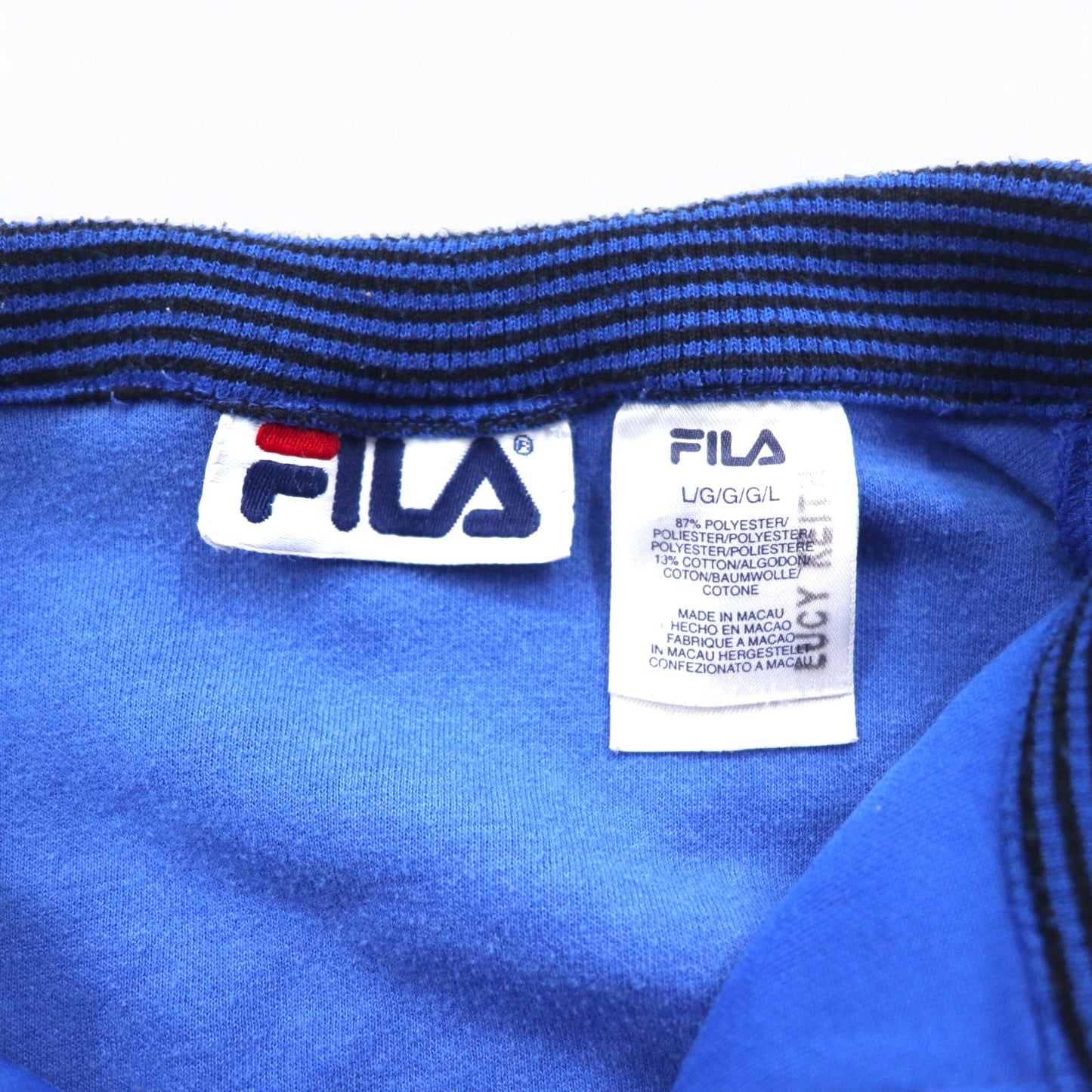 FILA 90s Rib Collar High Neck Track Jacket, Size L, Blue, Polyester