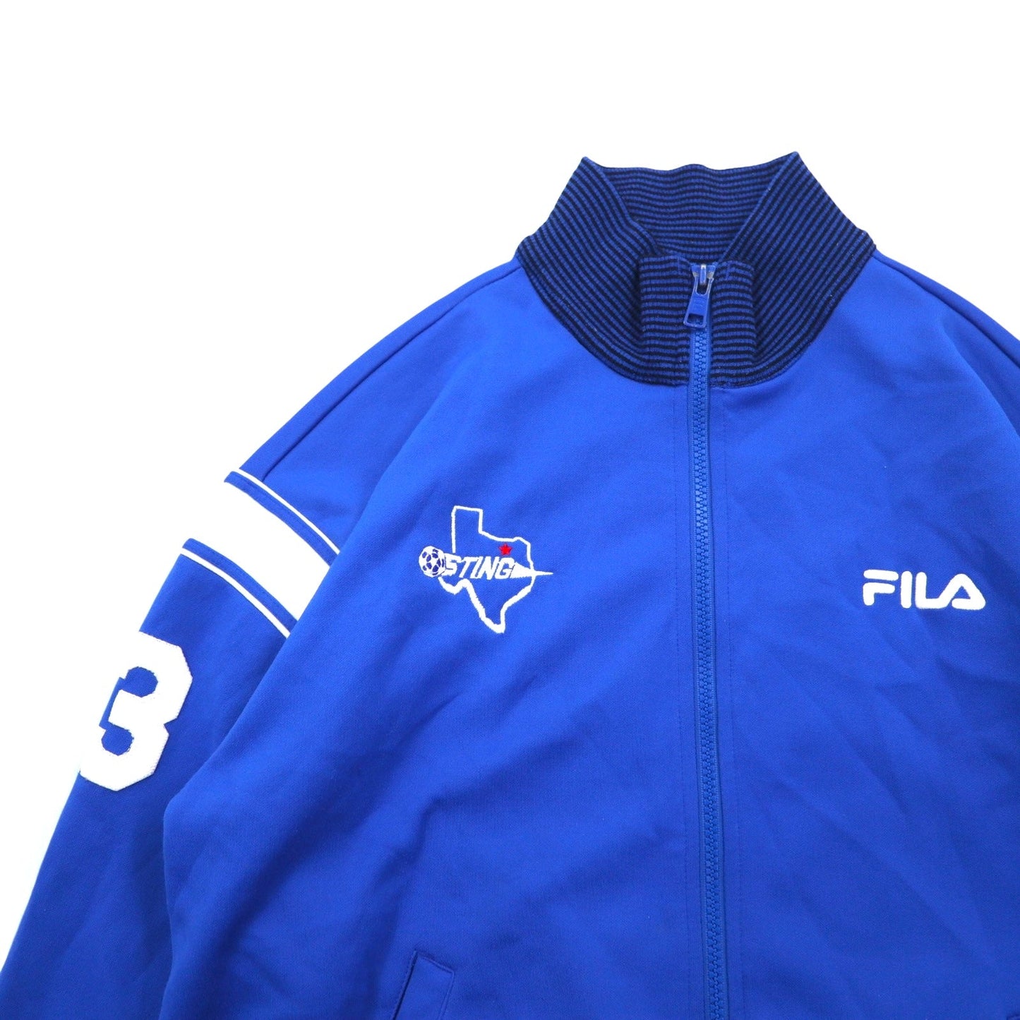 FILA 90s Rib Collar High Neck Track Jacket, Size L, Blue, Polyester
