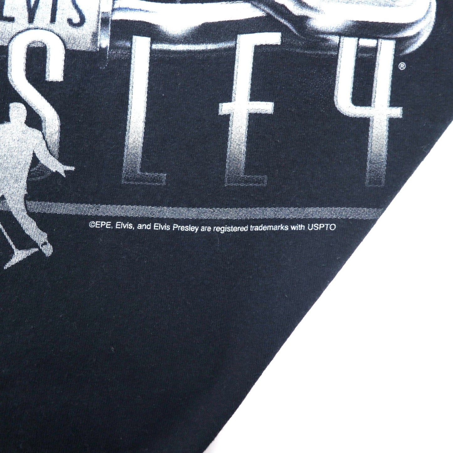 ELVIS PRESLEY Elvis Presley Band T-Shirt, XL, Black Cotton, Stars and Stripes, Anvil Body, Oversized, Made in Honduras