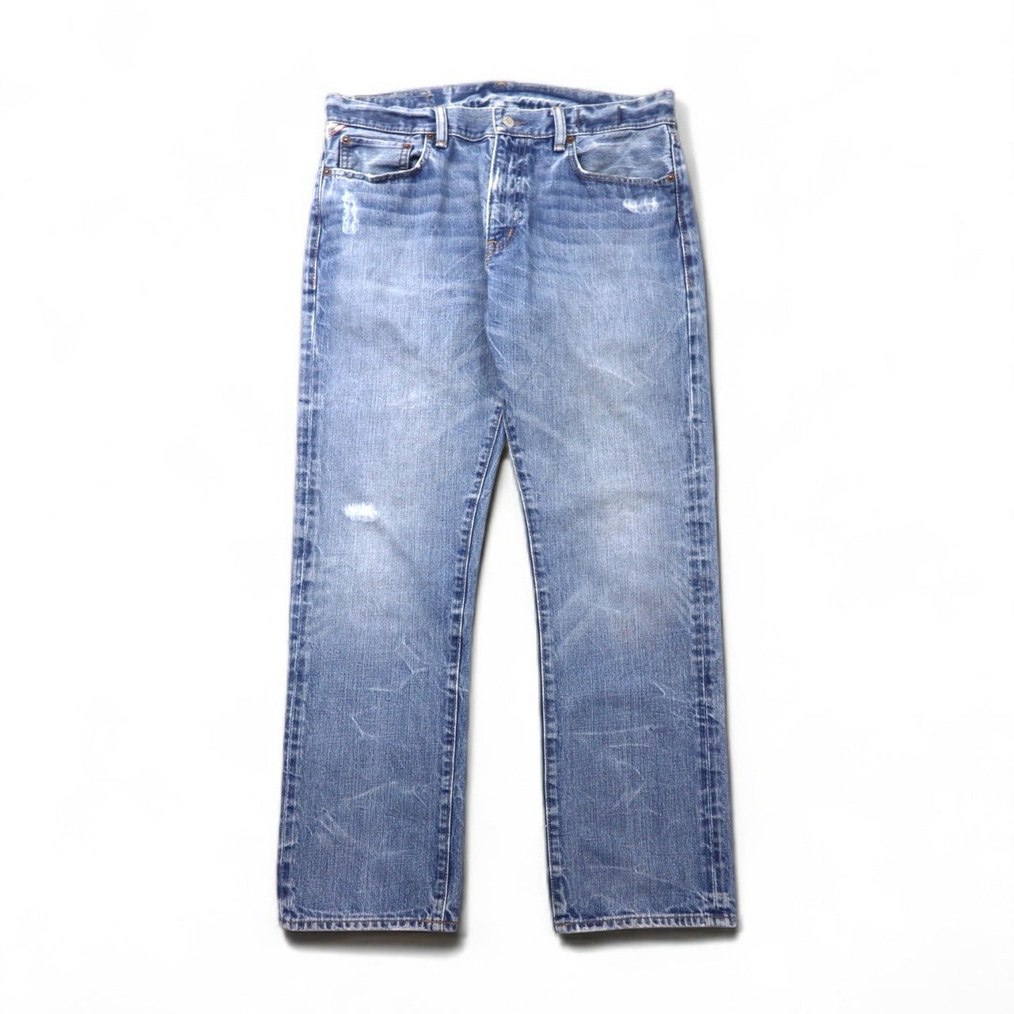 DENIM & SUPPLY RALPH LAUREN Distressed Straight Denim Pants, Size L, Indigo and Blue