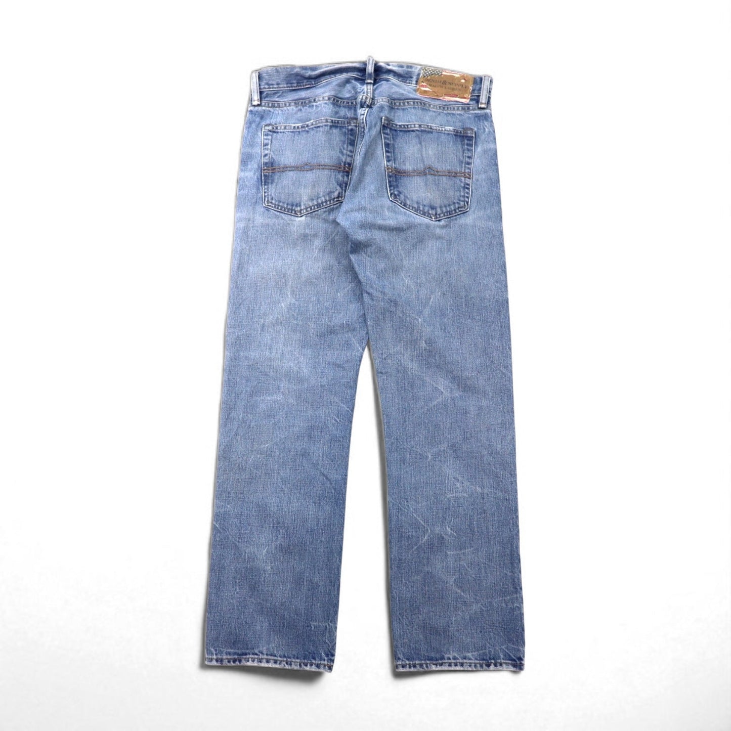 DENIM & SUPPLY RALPH LAUREN Distressed Straight Denim Pants, Size L, Indigo and Blue
