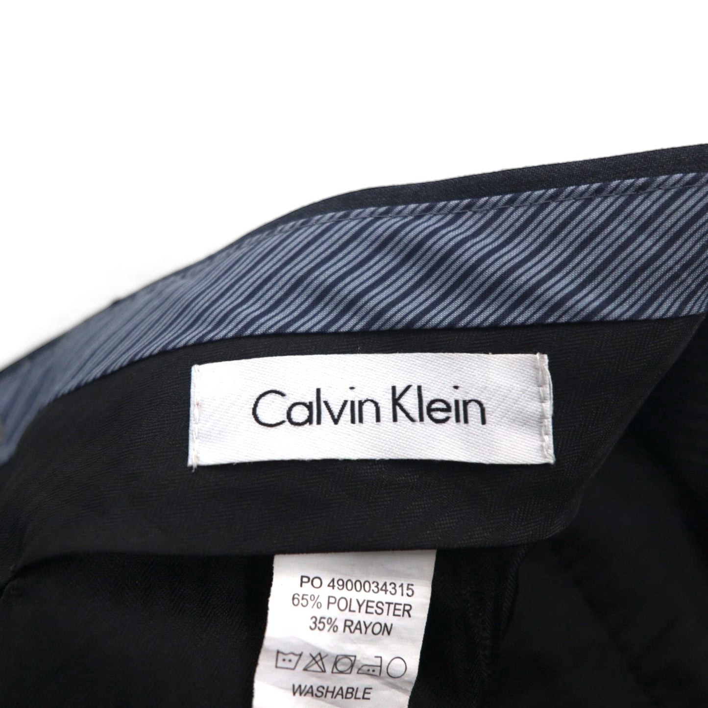 Calvin Klein スラックス パンツ L グレー ポリエステル ウォッシャブル