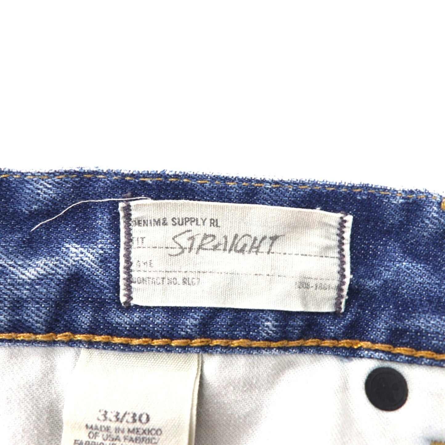 DENIM & SUPPLY RALPH LAUREN Distressed Straight Denim Pants, Size L, Indigo and Blue