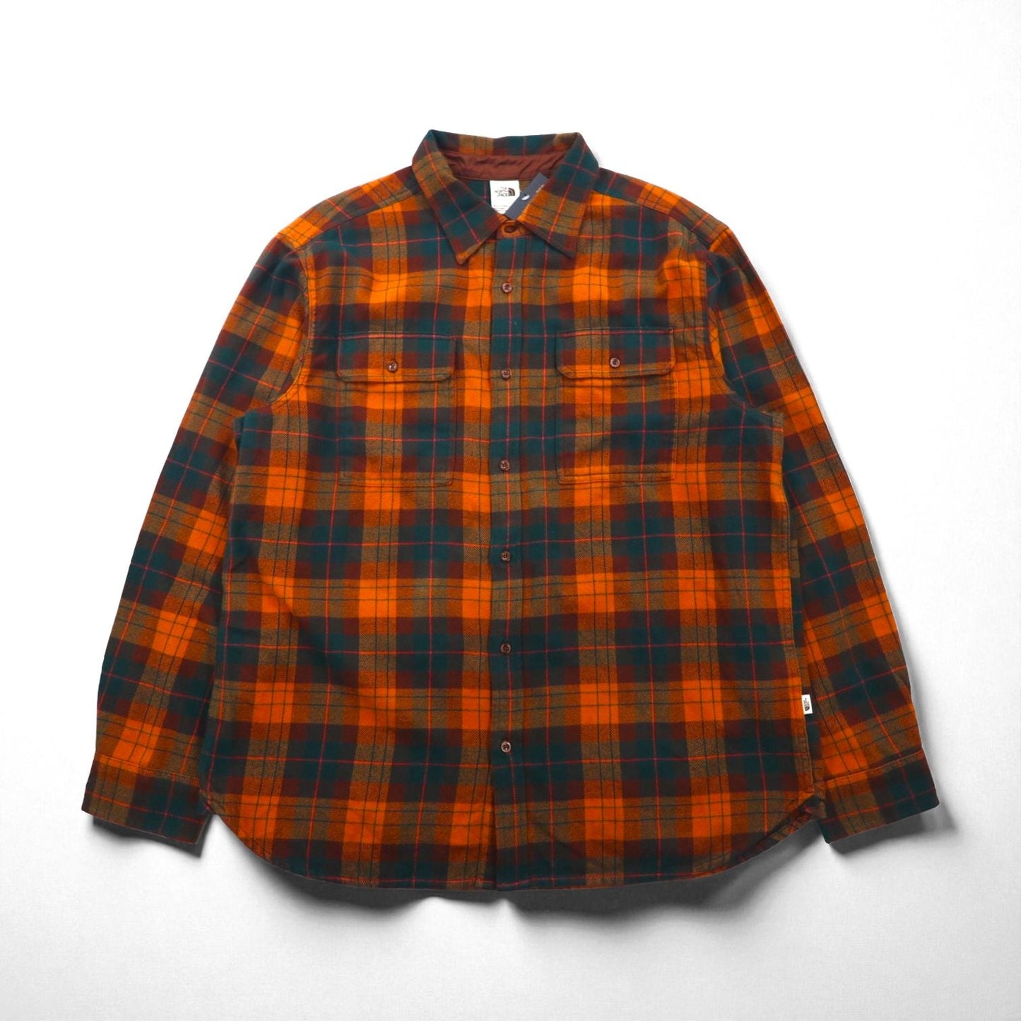 THE NORTH FACE フランネルシャツ XL オレンジ チェック ARROYO FLANNEL SHIRT ダブルポケット NF0A4QPJ 未使用品 US規格