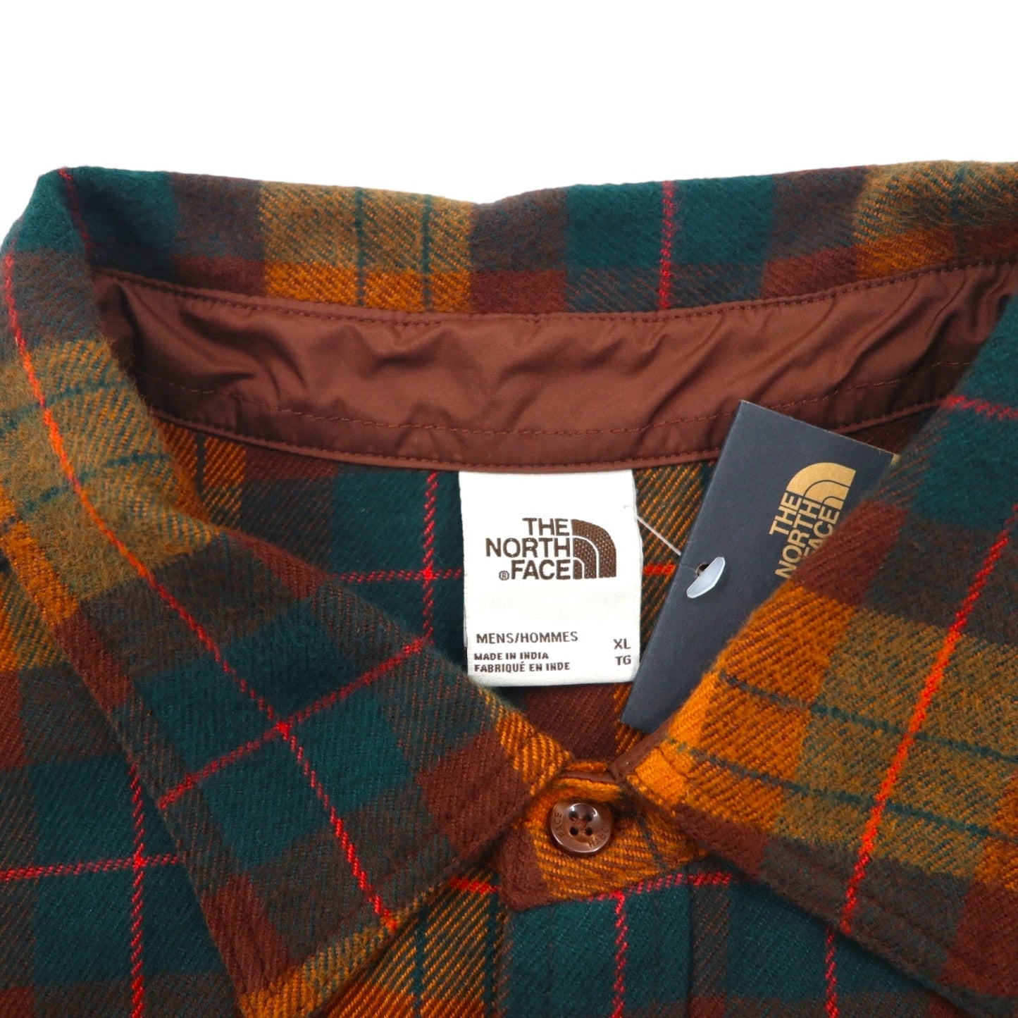 THE NORTH FACE フランネルシャツ XL オレンジ チェック ARROYO FLANNEL SHIRT ダブルポケット NF0A4QPJ 未使用品 US規格