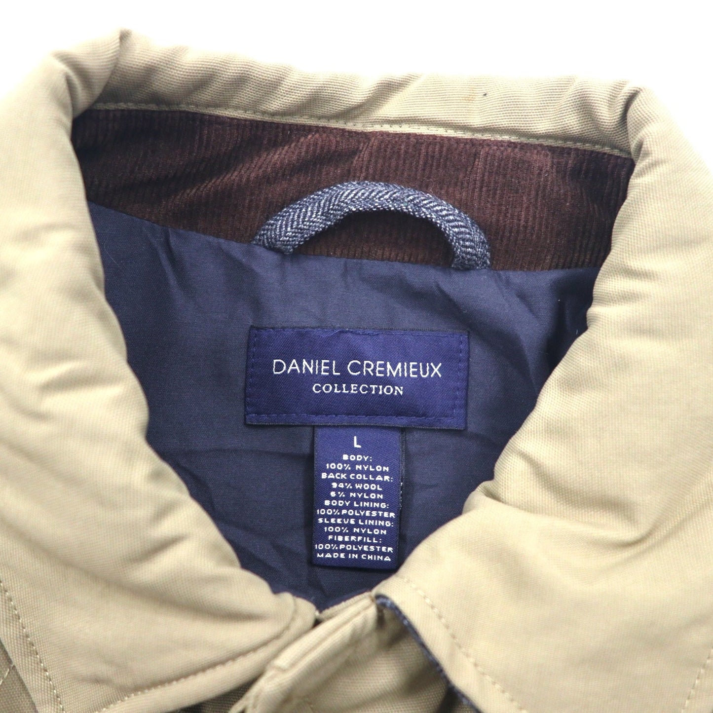 DANIEL CREMIEUX COLLECTION Quilted Jacket, Size L, Beige, Nylon, Padded, Chin Strap
