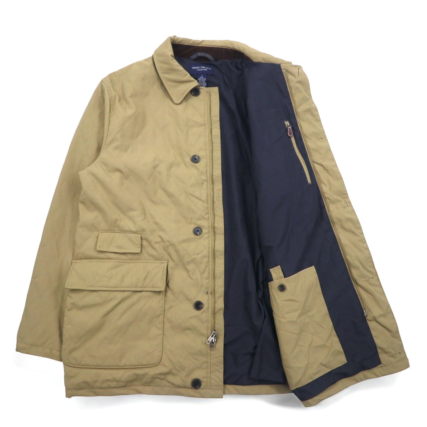 DANIEL CREMIEUX COLLECTION Quilted Jacket, Size L, Beige, Nylon, Padded, Chin Strap