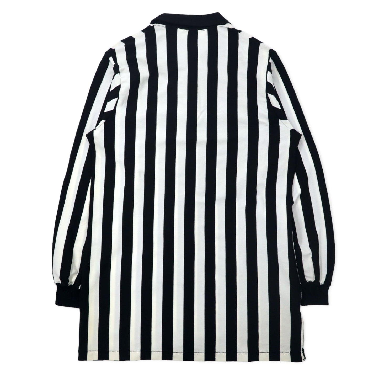 Made in the USA, 1970s Medalist Sand-Knit Half-Zip Game Shirt, Referee Jersey, Size L, White/Black Stripes, Polyester, Talon Zipper